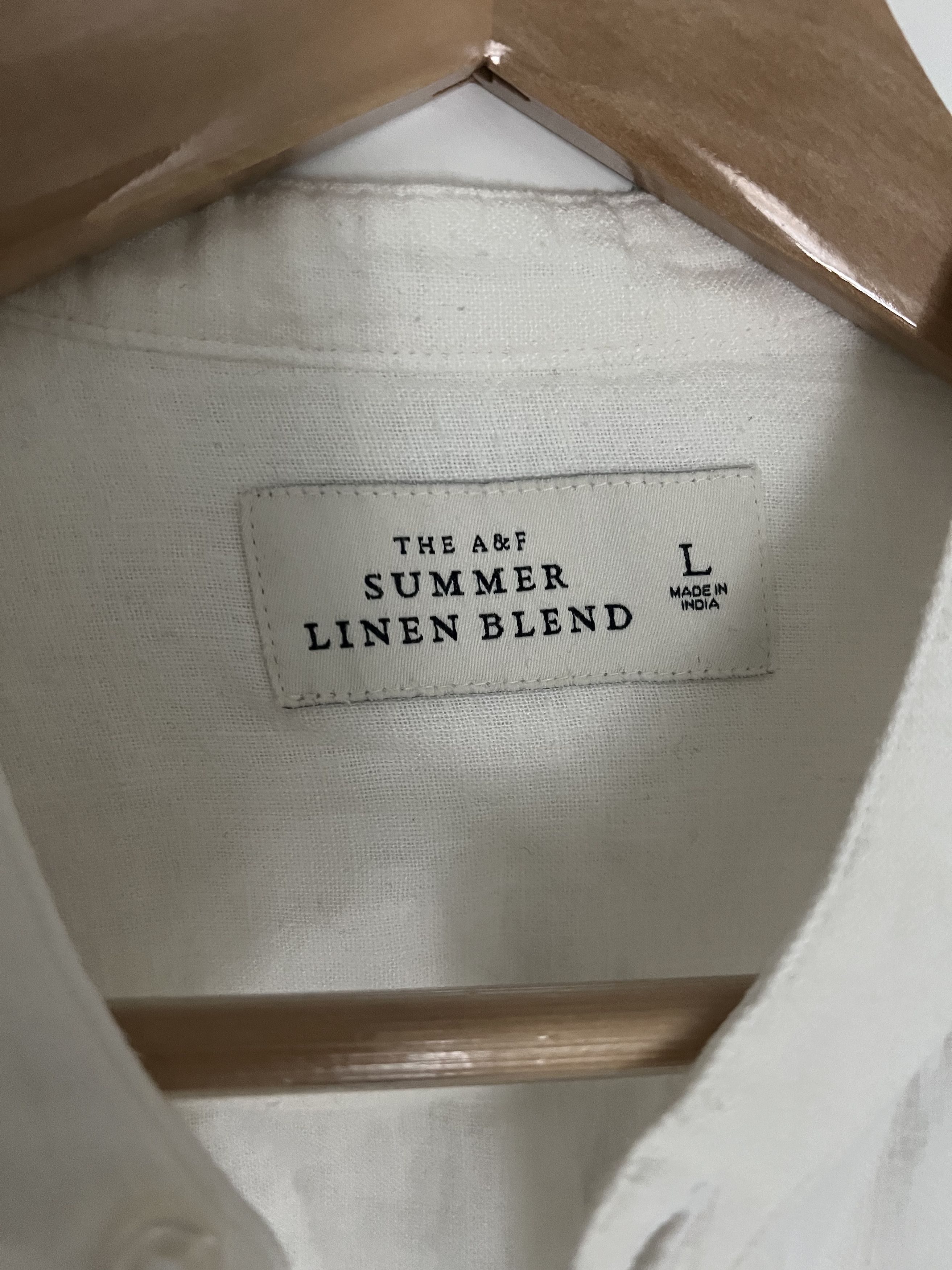 Abercrombie & Fitch Banded Collar Summer Linen-Blend Shirt Size US L / EU 52-54 / 3 - 3 Thumbnail
