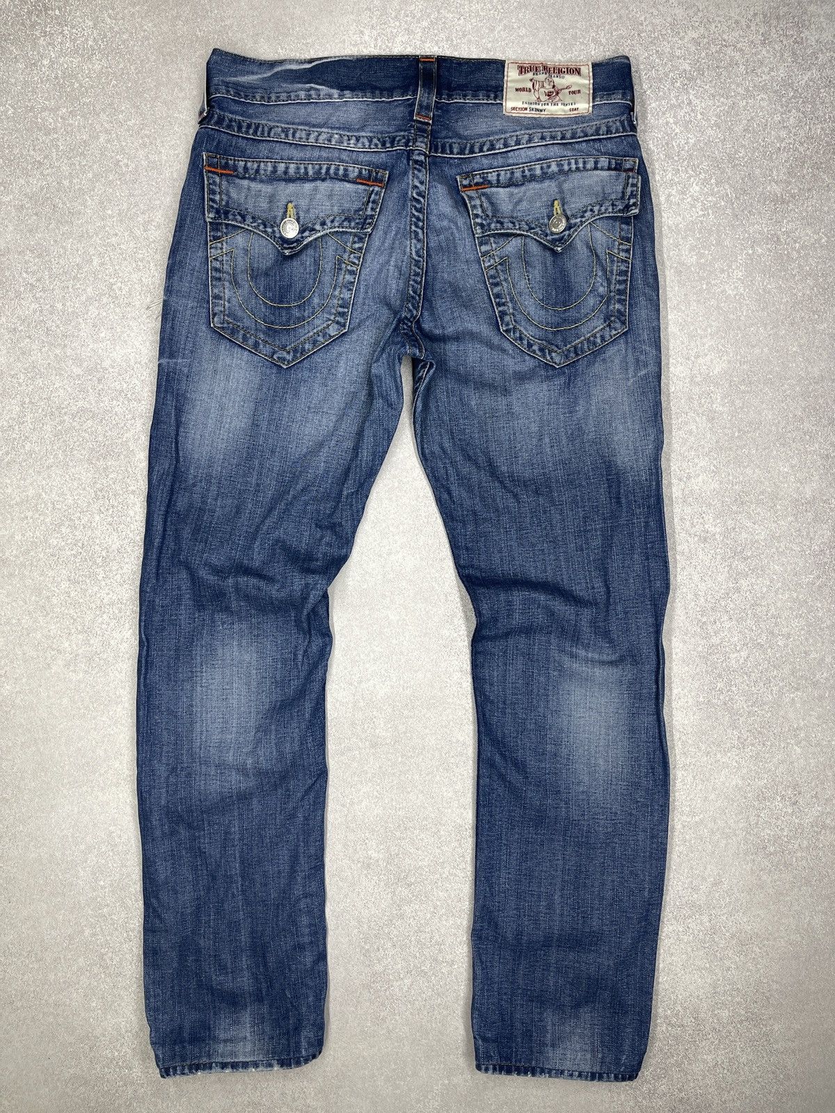 True Religion Mens True Religion Flap OM Denim Jeans With Holes Size 33 Size US 33 - 2 Thumbnail