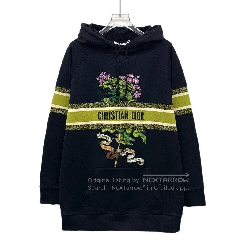 Dior Dior Black logo letter floral print cotton hooded long-sle Size XS / US 0-2 / IT 36-38 - 1 Thumbnail
