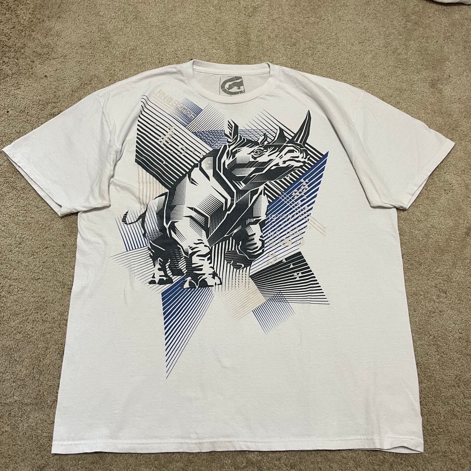 Ecko Unltd. Ecko Unltd Y2K Skater Rhino Graphic White Shirt XL Size US XL / EU 56 / 4 - 1 Thumbnail