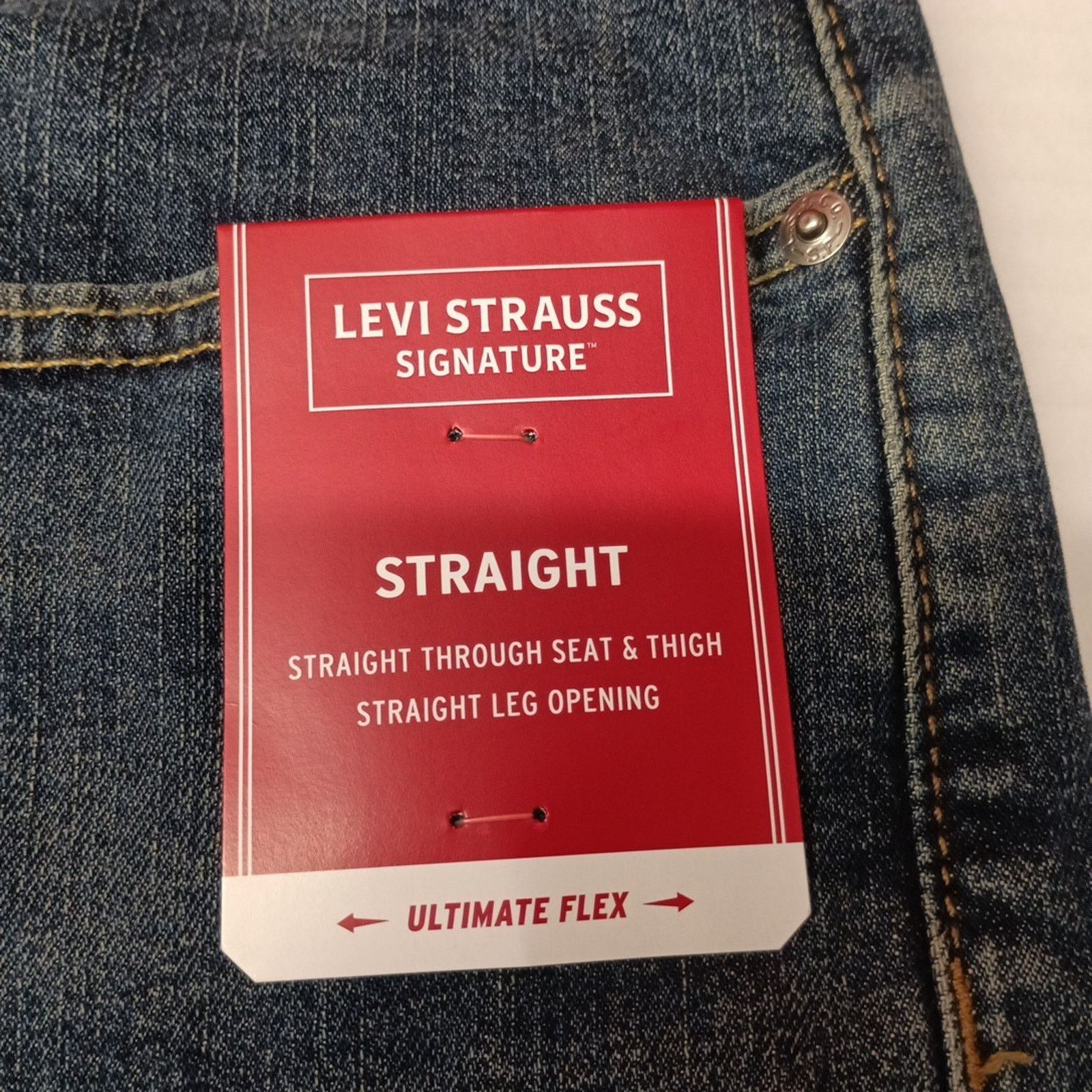 Levi's Signature By Levi Straight Jeans Mens 36x34 Blue Cotton Flex Size US 36 / EU 52 - 5 Thumbnail