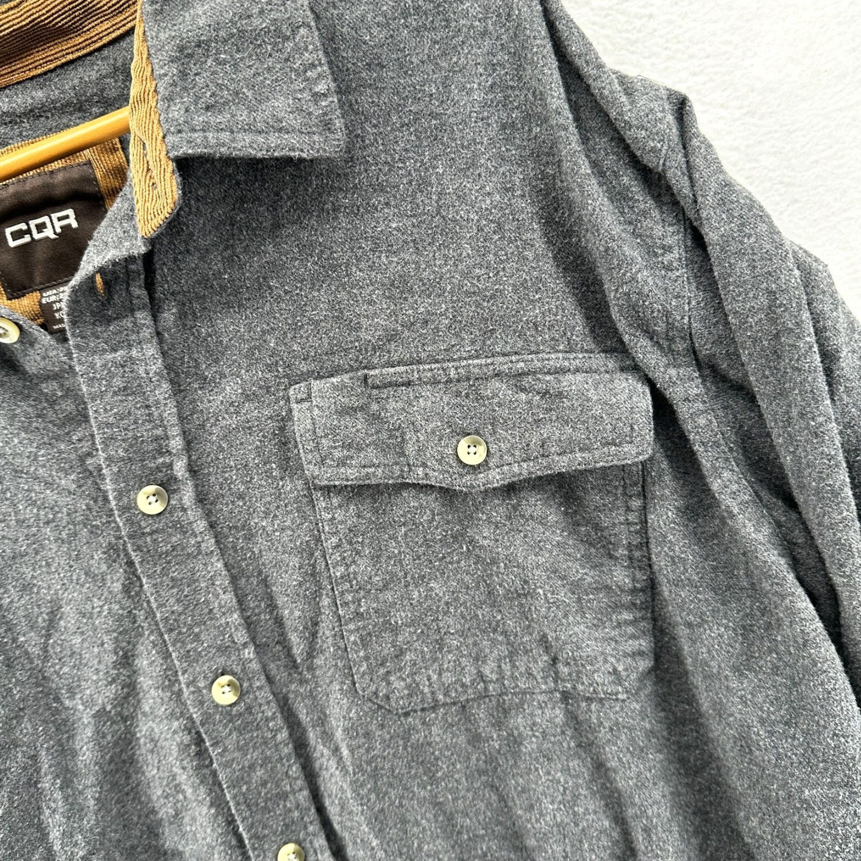 Vintage CQR Button-Up Shirt Gray Men's 2XL Long Sleeve Collared Cotton Pockets Size US XXL / EU 58 / 5 - 3 Thumbnail