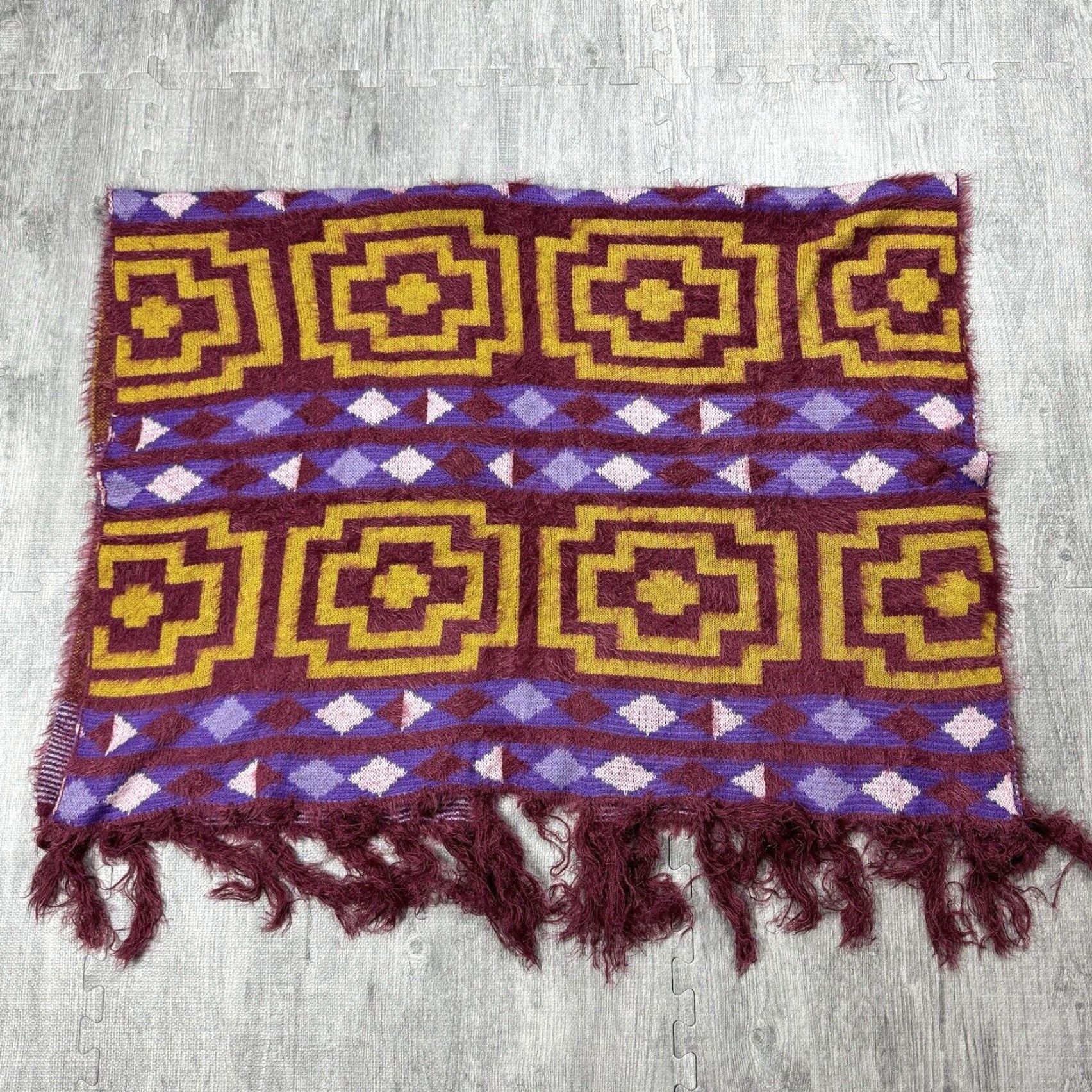 Free People FREE PEOPLE Boho Geometric Kimono Poncho Sweater One Size Purple Yellow Womens Size ONE SIZE - 7 Thumbnail