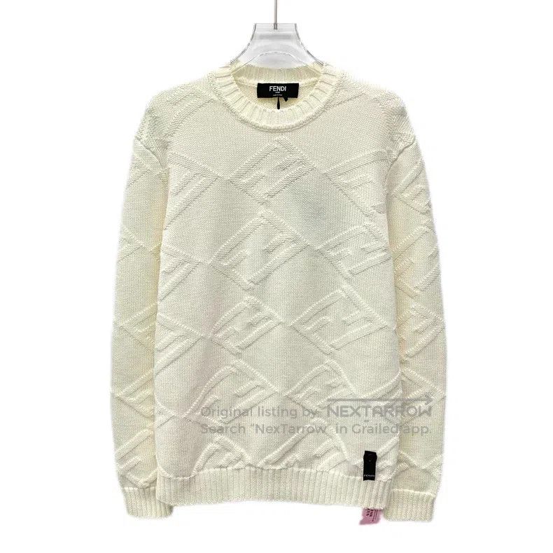 Fendi Fendi Beige logo letter embossed full-print merino wool ro Size US S / EU 44-46 / 1 - 1 Thumbnail