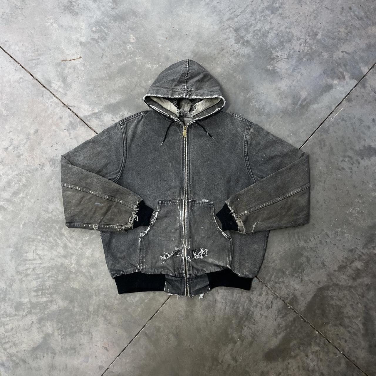 Carhartt Vintage Carhartt Denim Hooded Jacket Flannel Lined Thrashed Size US L / EU 52-54 / 3 - 3 Thumbnail