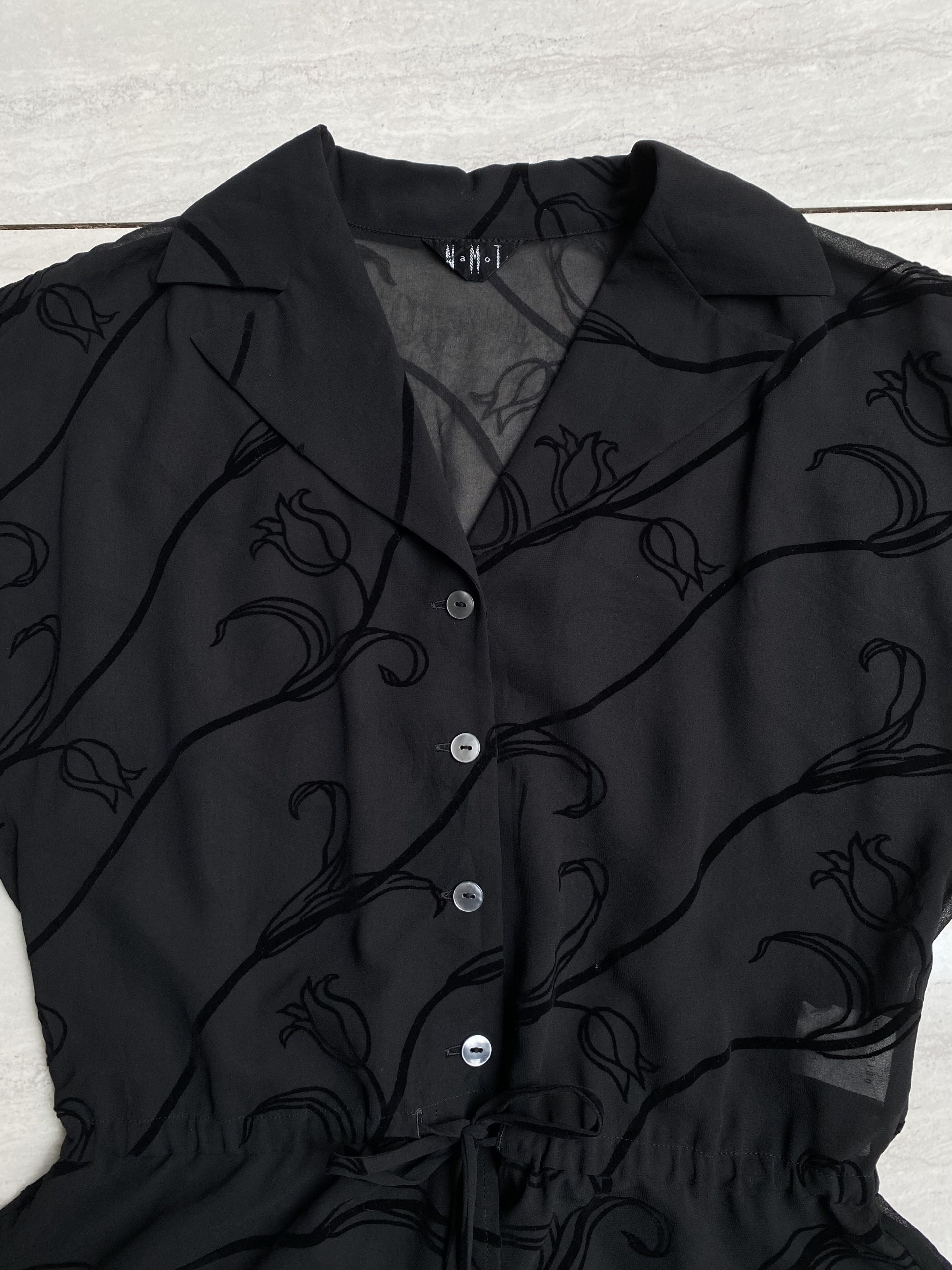 Japanese Brand NAMOTO Punk Bondage Black Mesh Blouse Size XS / US 0-2 / IT 36-38 - 3 Thumbnail