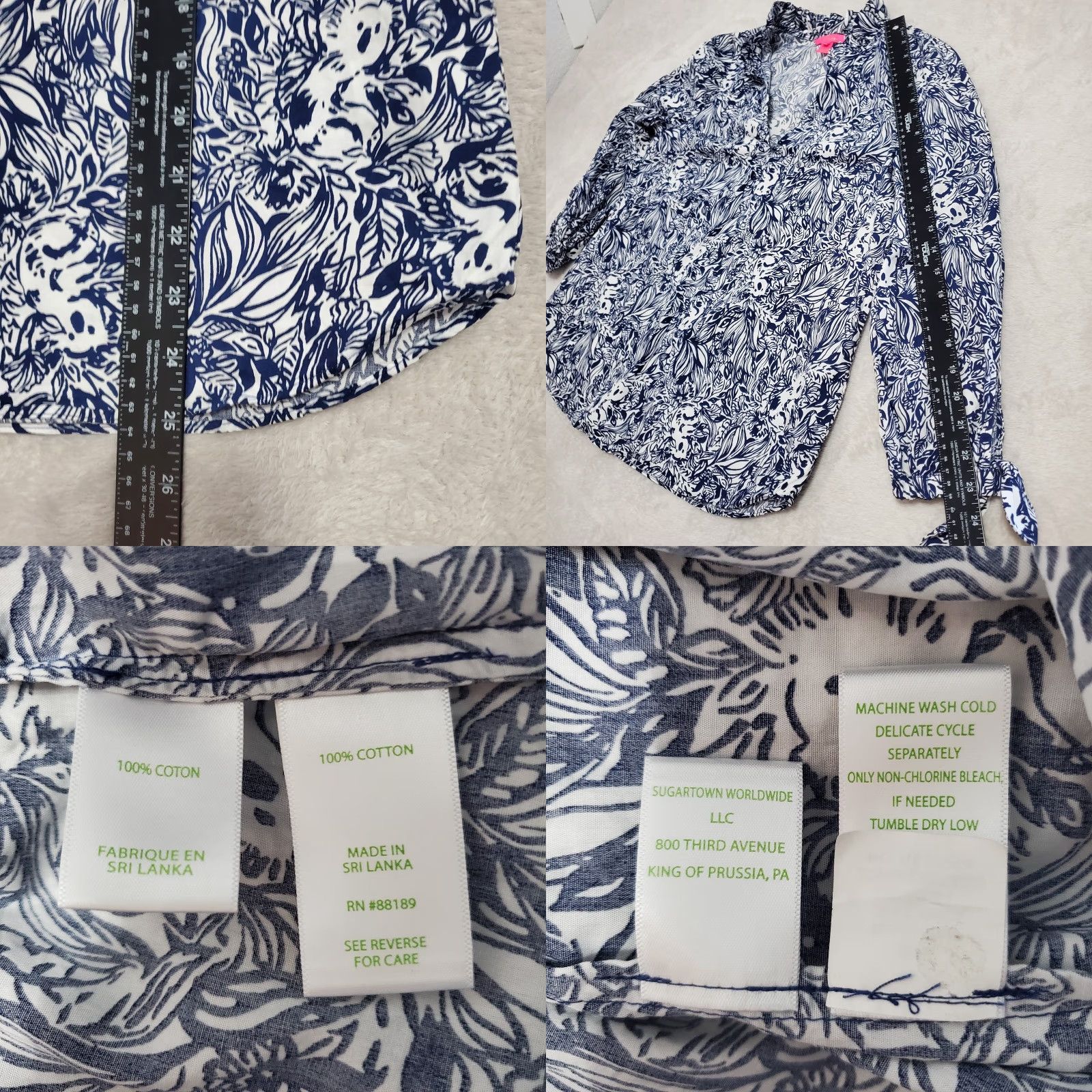 Lilly Pulitzer VINTAGE Lilly Pulitzer Top Women S Sherida High Tide Navy GDay Mate Koala Print Popover Size S / US 4 / IT 40 - 8 Thumbnail