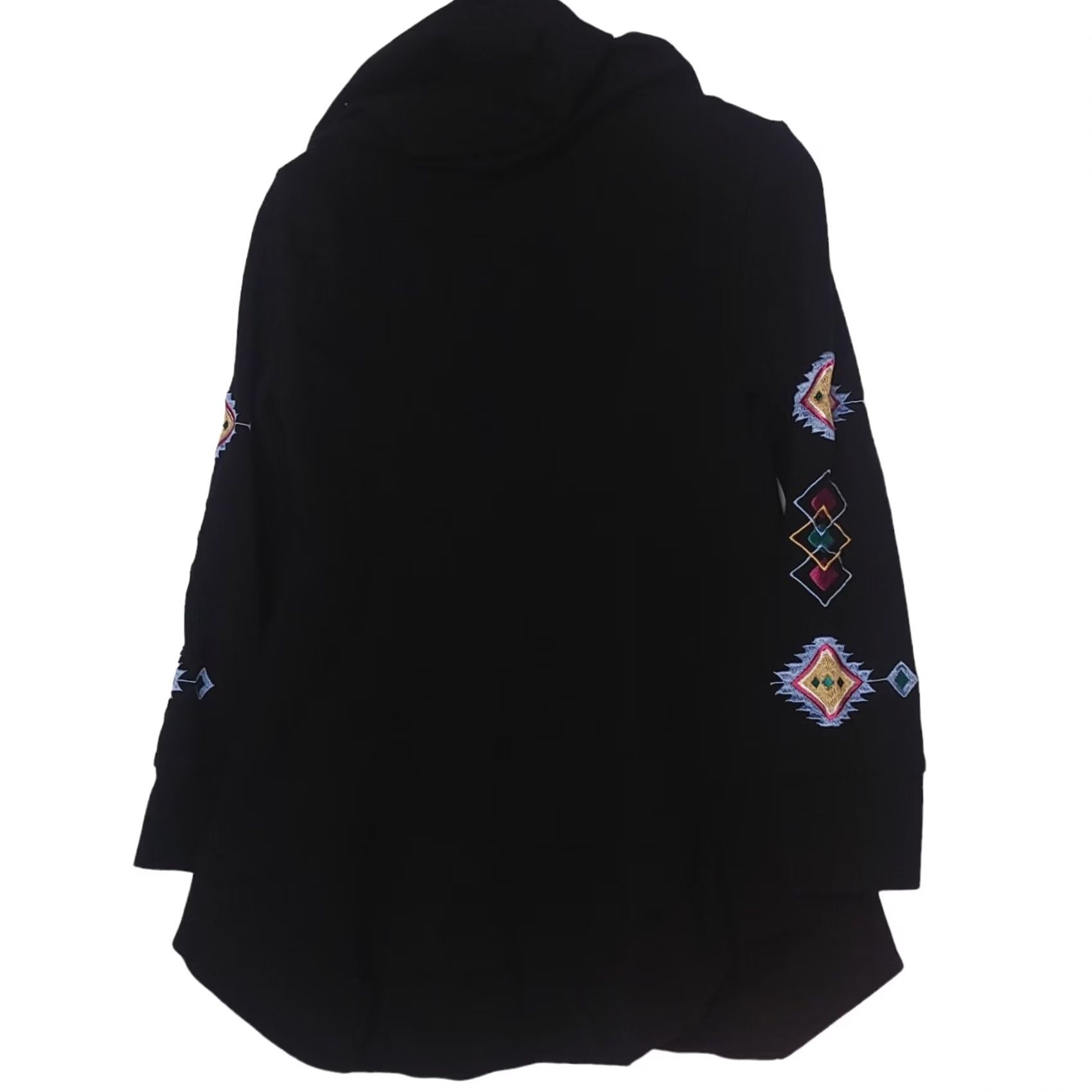 Vintage Monroe & Maine Sweatshirt Women M Southwest Aztec Black Hood Flared Artsy Sweatshirt Size M / US 6-8 / IT 42-44 - 4 Thumbnail