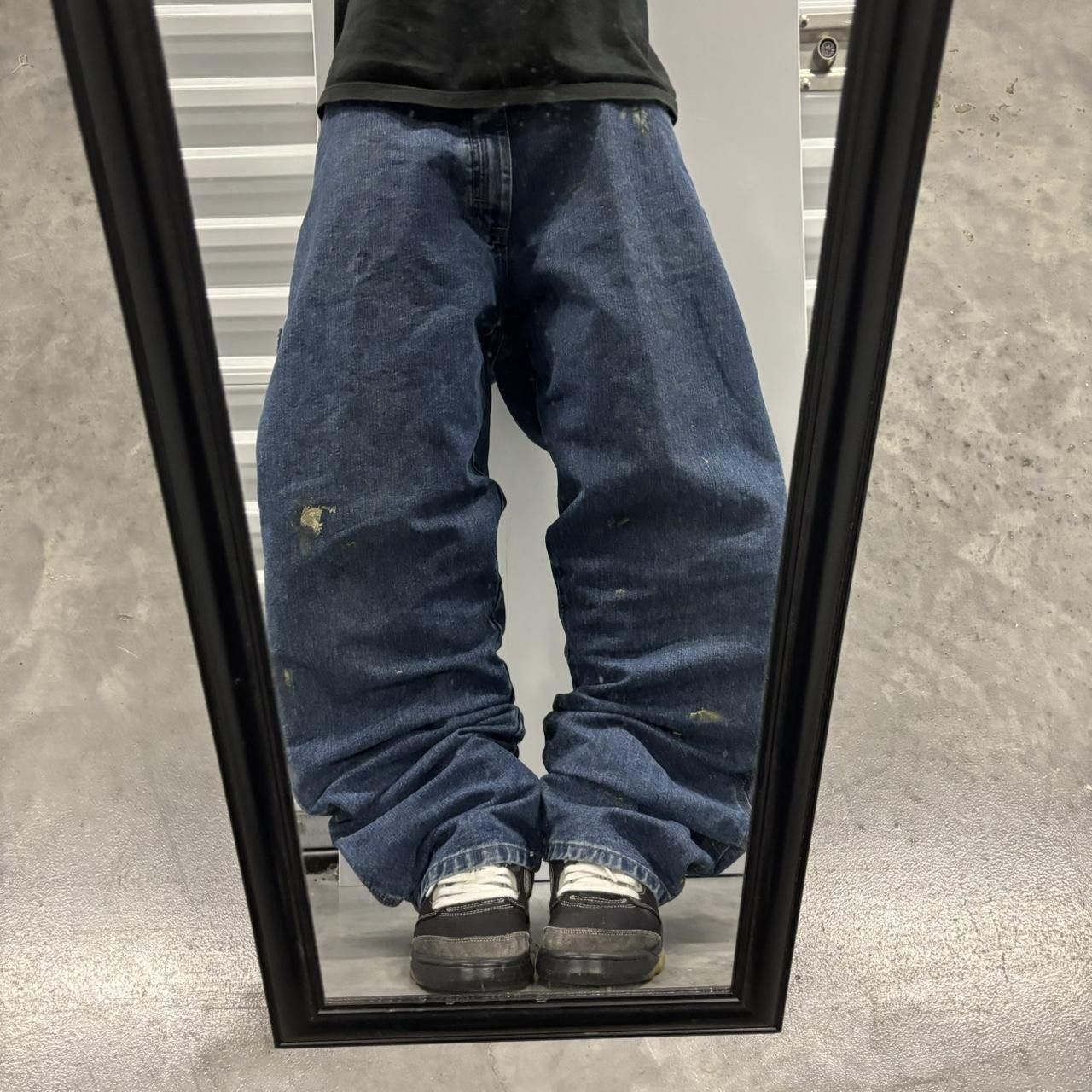 Japanese Brand × Vintage Crazy Vintage Y2K/2000s Baggy Grunge Dark Wash Carpenter Skater Denim Jeans! Size US 38 / EU 54 - 1 Thumbnail