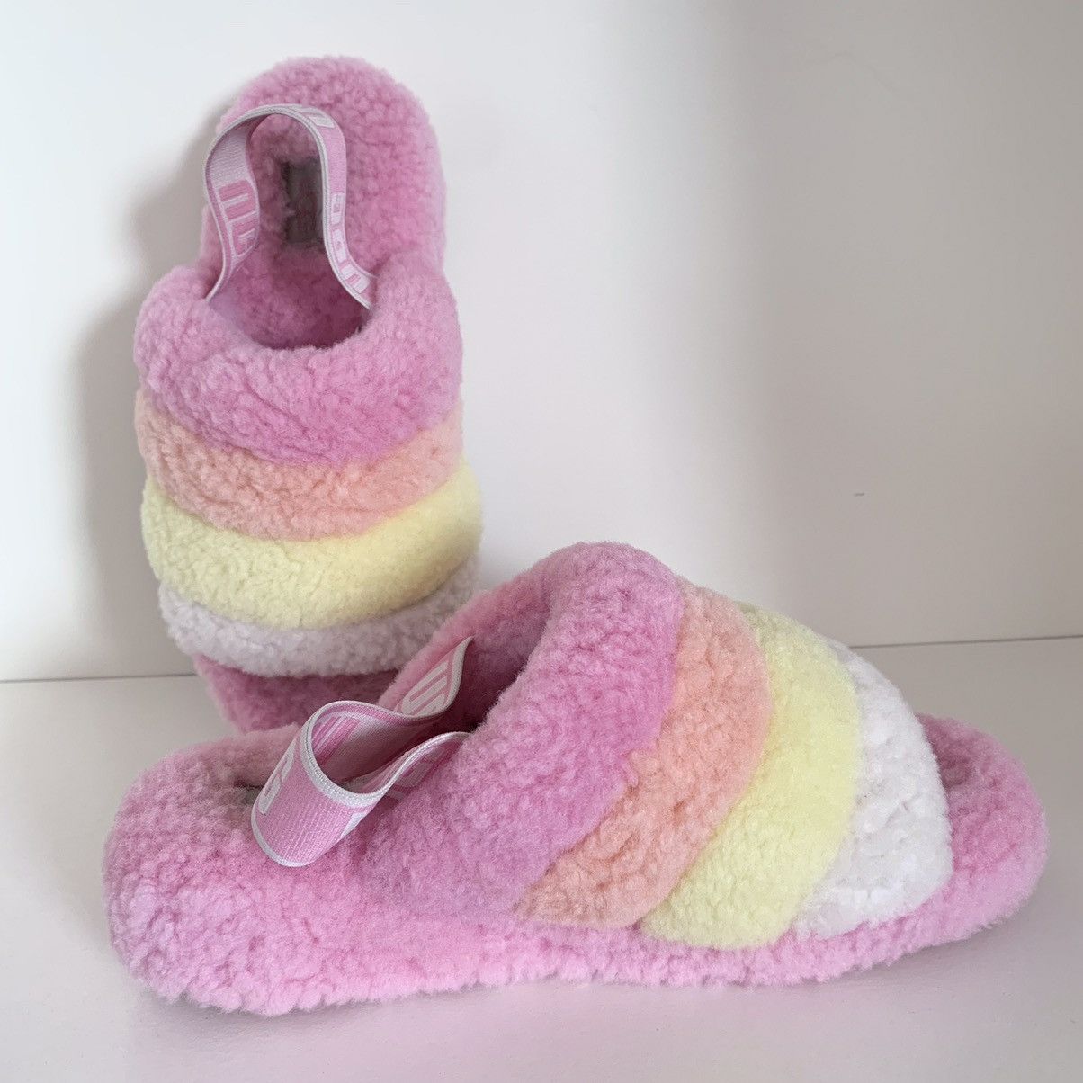 Ugg Ugh shearling pastel pink popsicle slides Size US 7 / IT 37 - 3 Thumbnail