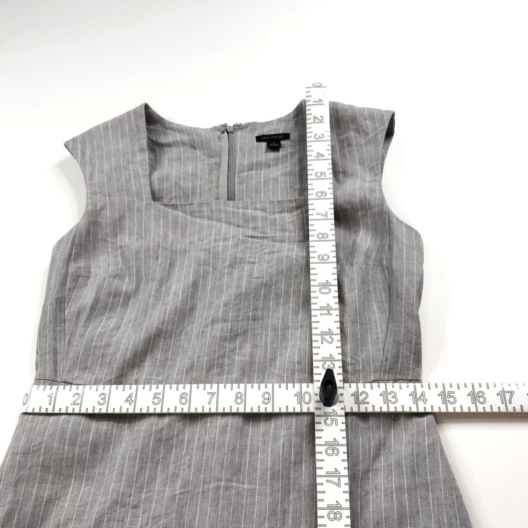 Talbots Talbots Linen Blend Square Neck Sleeveless Striped Above Knee Dress Gray 2 Mint Womens Sleeveless Casual Knee Length Vintage? (No) Size XS / US 0-2 / IT 36-38 - 7 Thumbnail