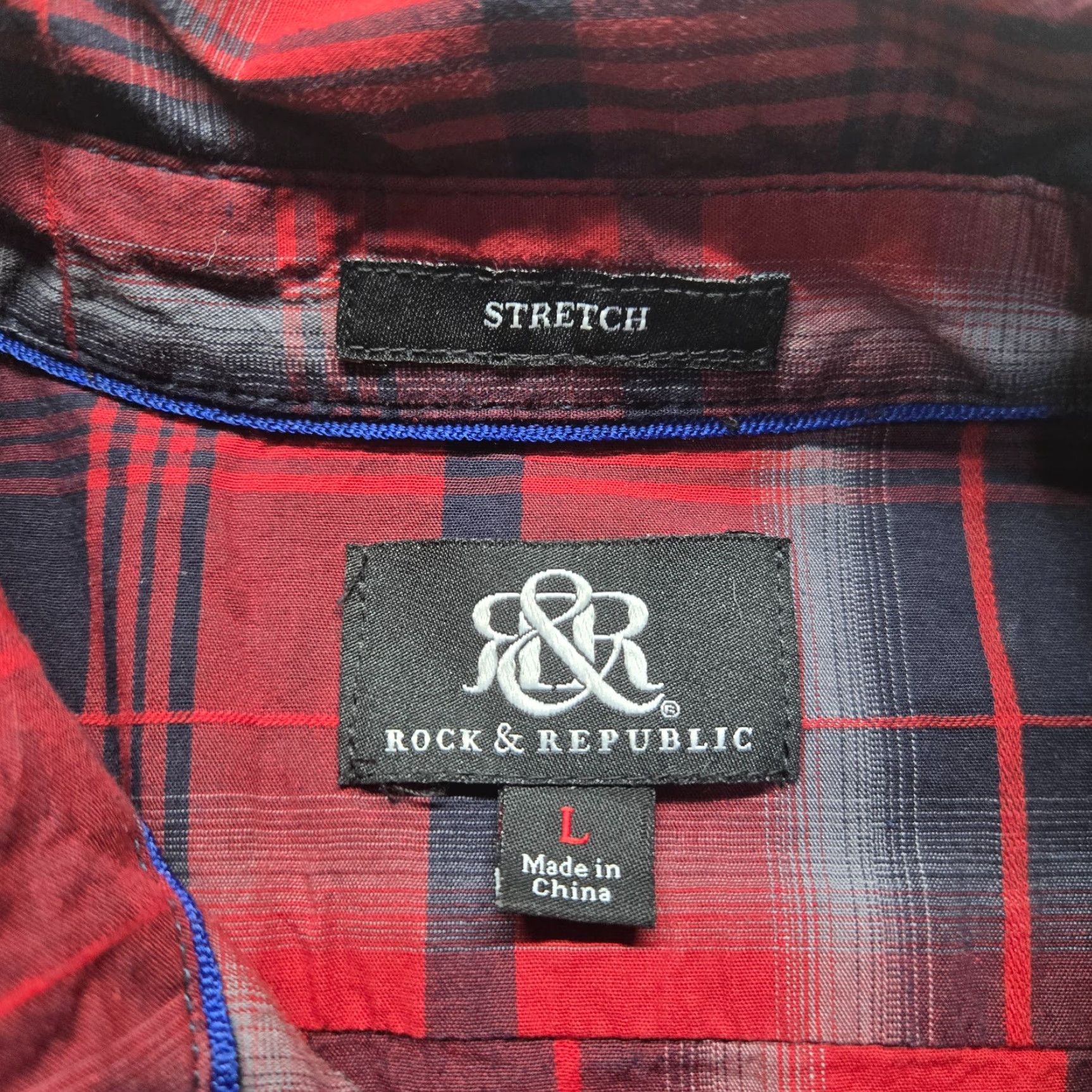 Vintage Rock & Republic Shirt Cropped Women's L Red Plaid Long Sleeve Button-Up 90s Retro Women's L Size L / US 10 / IT 46 - 3 Thumbnail