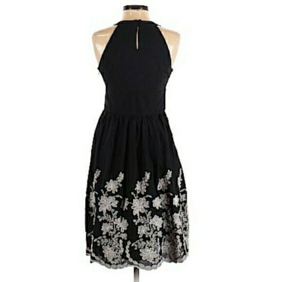 Loft Retro 60's Sweetheart Halter Dress Sz 2 Black Embroidered Ap Size XS / US 0-2 / IT 36-38 - 6 Thumbnail