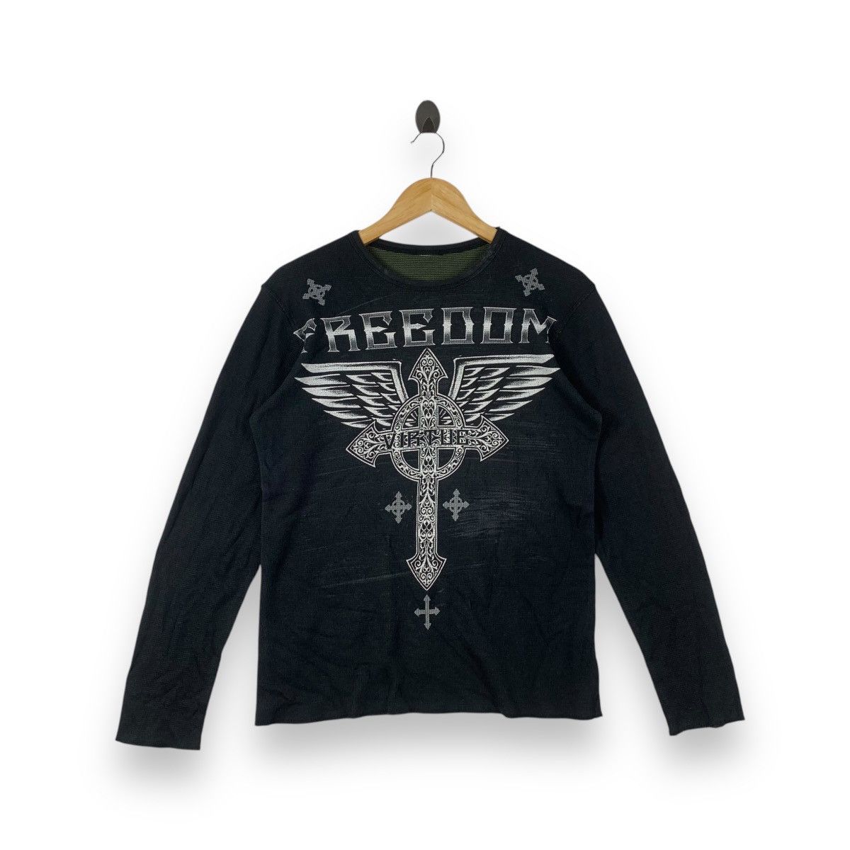 Vintage Vintage FREEDOM VIRTUE Cross Graphic Long Sleeve Thermal Size M / US 6-8 / IT 42-44 - 1 Thumbnail