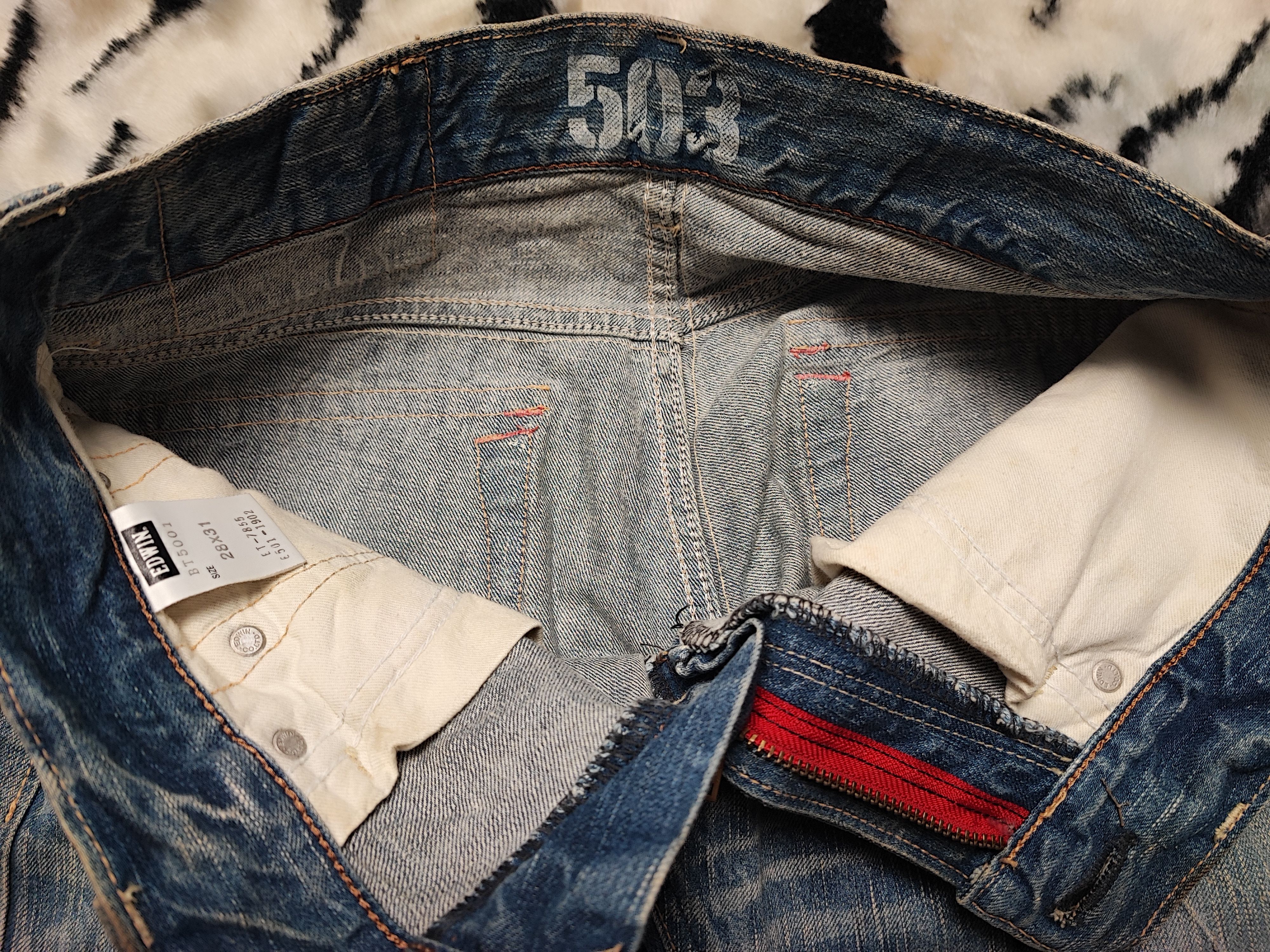 Edwin Edwin 503 Blue Trip Japan Distressed Jeans Size US 31 - 13 Thumbnail