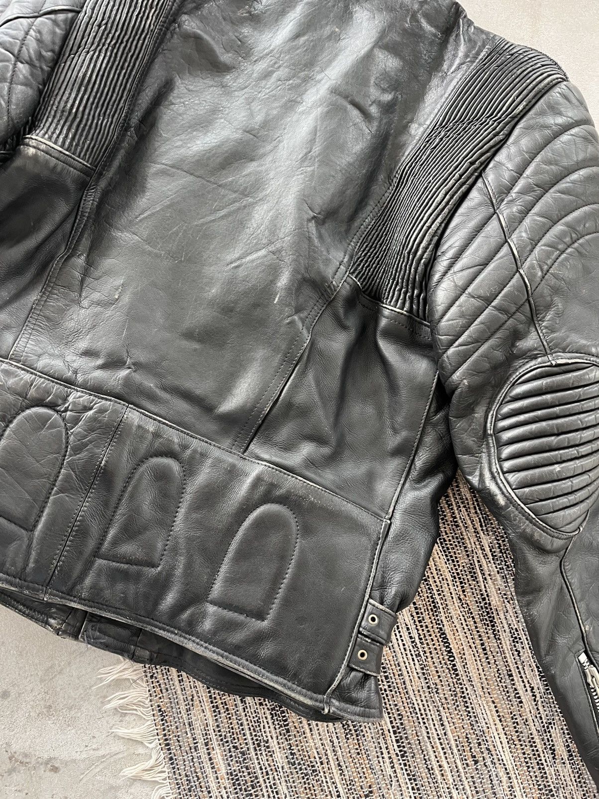 Genuine Leather Vintage Harley Davidson style Faded Black Moto Bomber Jacket Size US L / EU 52-54 / 3 - 16 Thumbnail
