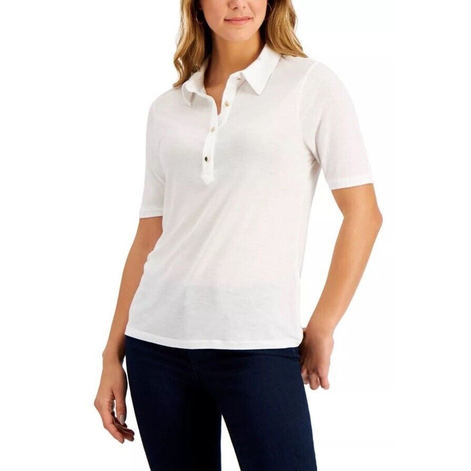 Other Charter Club | Women's Polo White with Gold Buttons PXL Size XL / US 12-14 / IT 48-50 - 1 Thumbnail