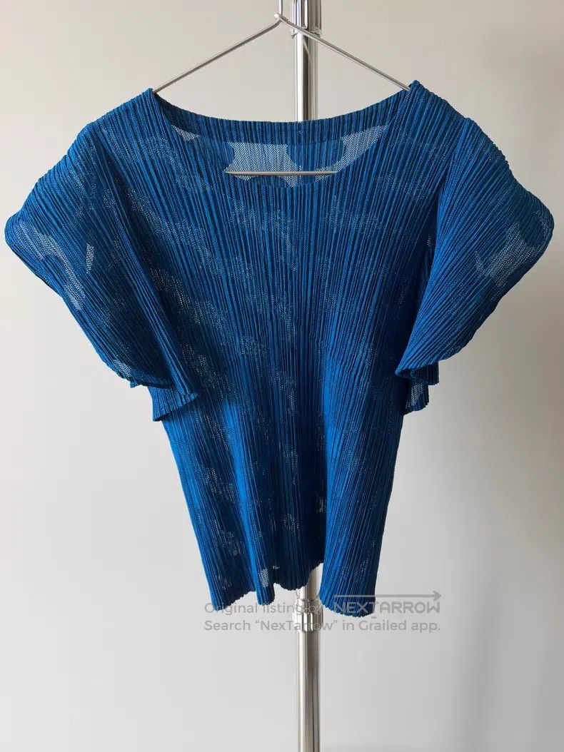 Issey Miyake Issey Miyake Polka Dot Ruched Top, Blue Size L / US 10 / IT 46 - 3 Thumbnail