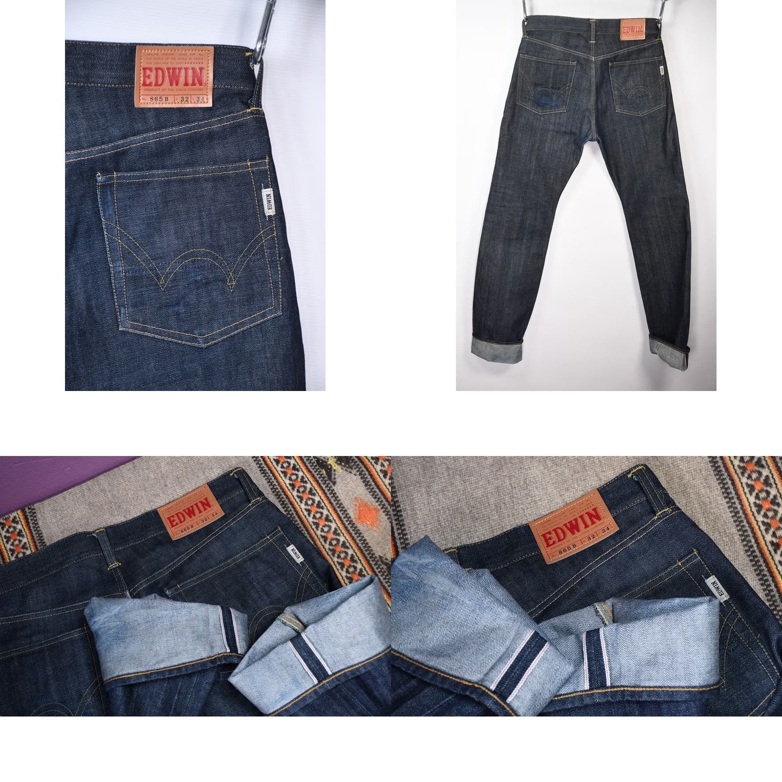 Edwin EDWIN Nashville 865B 14oz Selvage Japanese Denim Jeans Men W32 L34 Blue Cotton Retro 90s (Vintage?) Size US 32 / EU 48 - 8 Thumbnail