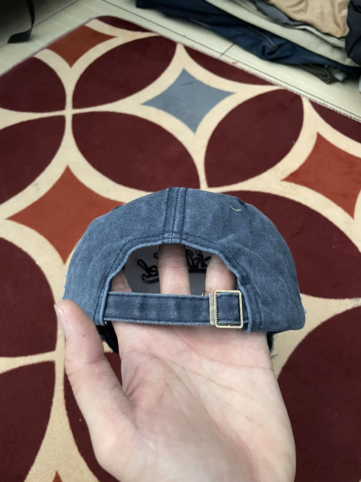 Japanese Brand Vintage Black rebel Distressed style caps faded Size ONE SIZE - 4 Thumbnail
