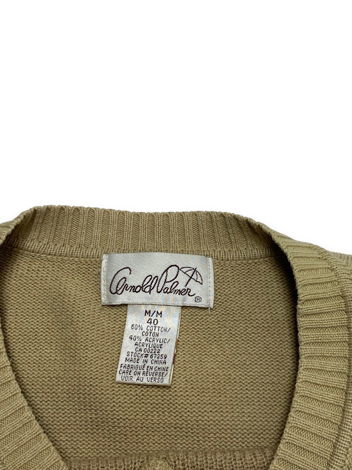 Vintage 90s Vintage ARNOLD PALMER Beige V Neck Sweater Size US L / EU 52-54 / 3 - 4 Thumbnail