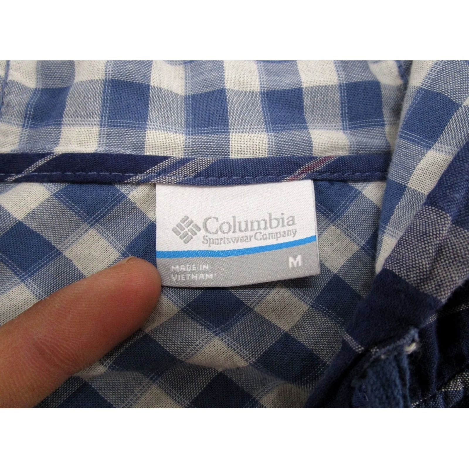 Vintage Columbia Button-Up Hooded Shirt Striped Blue Womens M Lightweight Outdoors Shirt Size M / US 6-8 / IT 42-44 - 2 Thumbnail