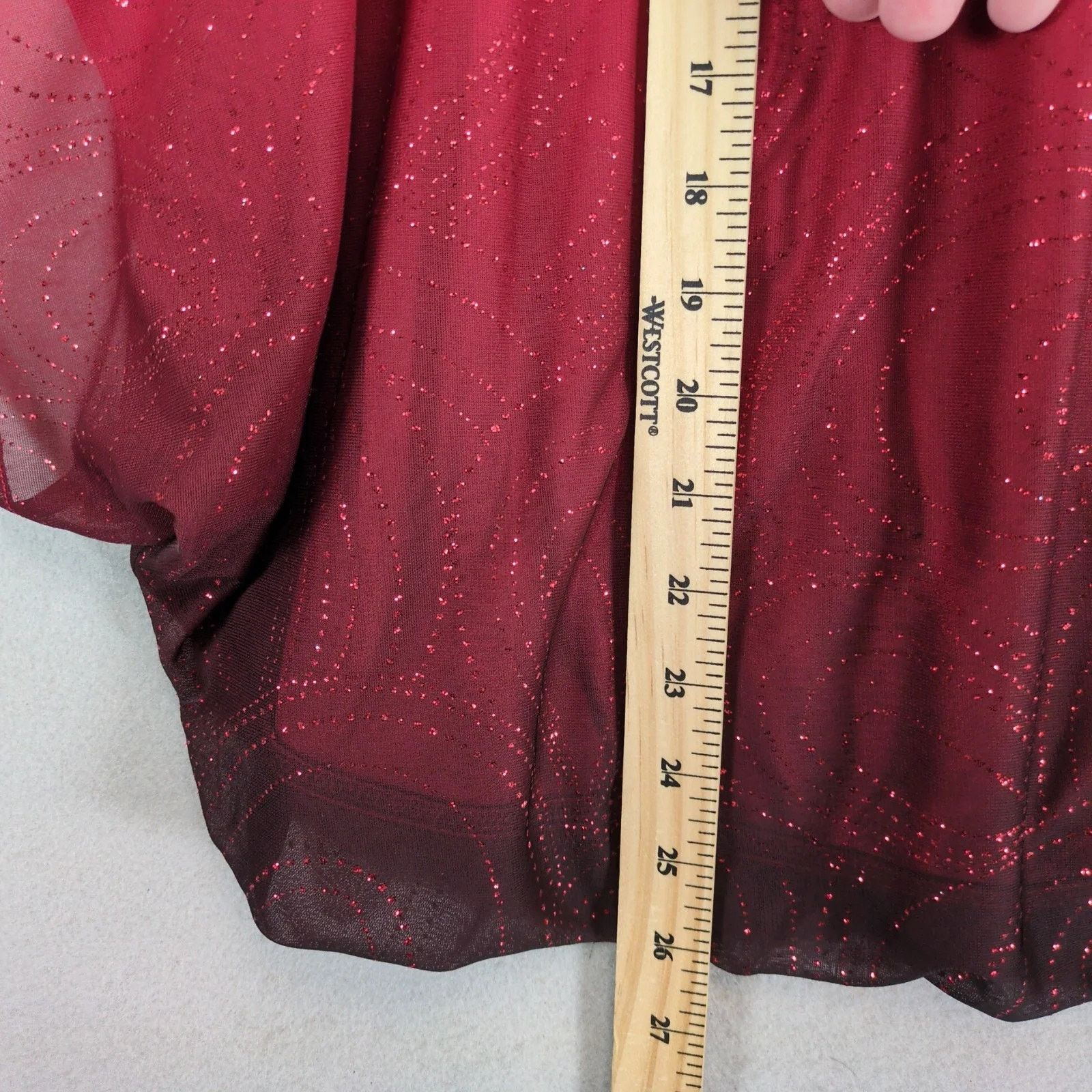 Other Sara Michelle Red Black Ombre Glitter Blouse Top Women's 2X Size XXL / US 16-18 / IT 52-54 - 7 Thumbnail