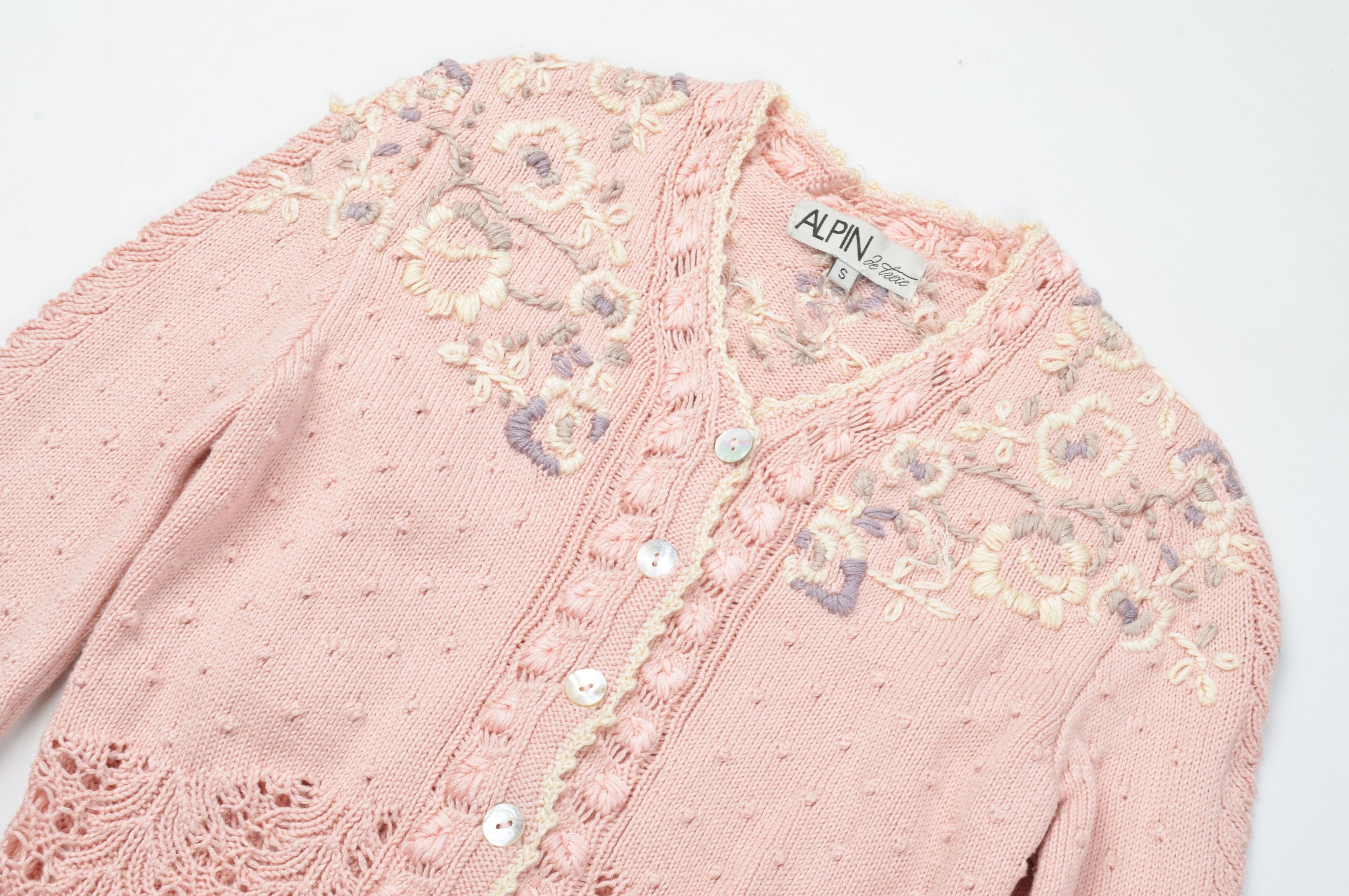 Other Alpin De Luxe Vintage Y2K Cottagecore Crochet Knit Cardigan Size S / US 4 / IT 40 - 5 Thumbnail