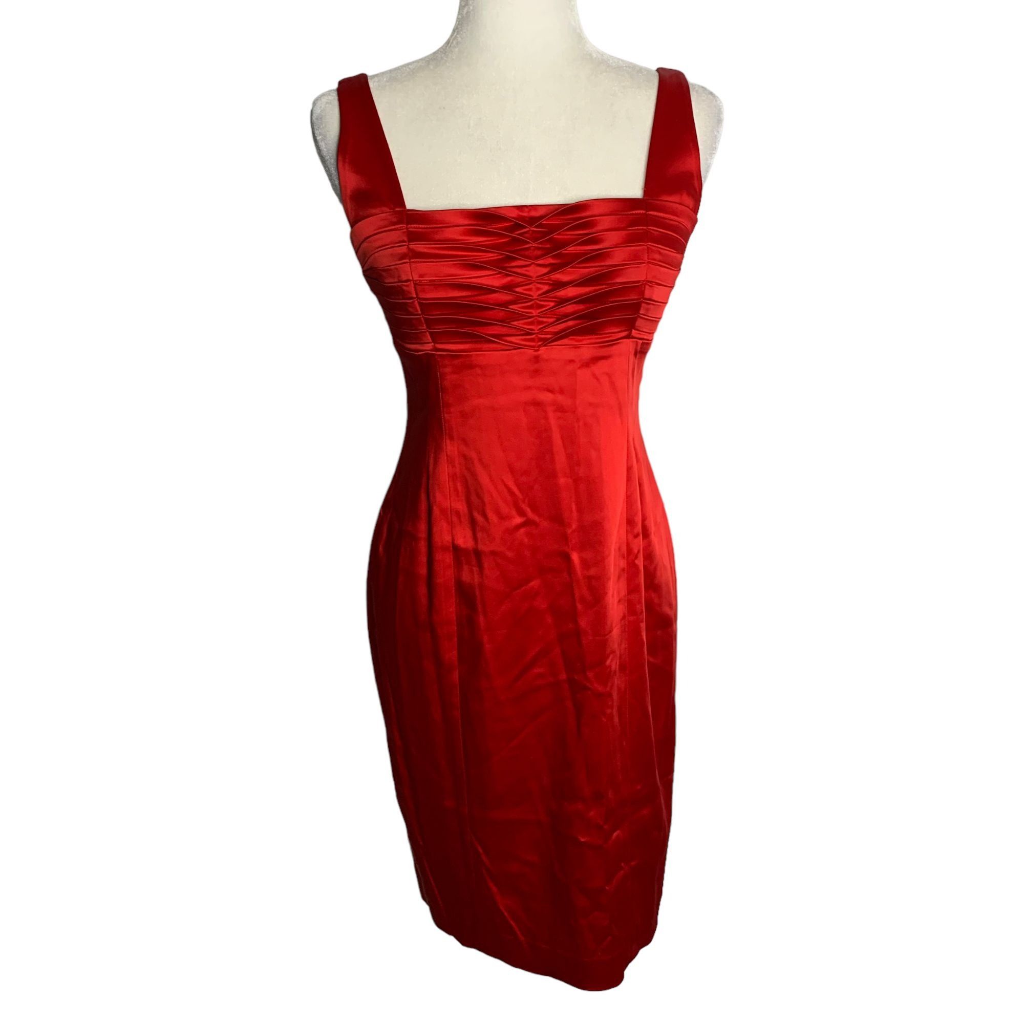 Calvin Klein Vintage Y2K Calvin Klein Cocktail Sheath Dress 4 Red Satin