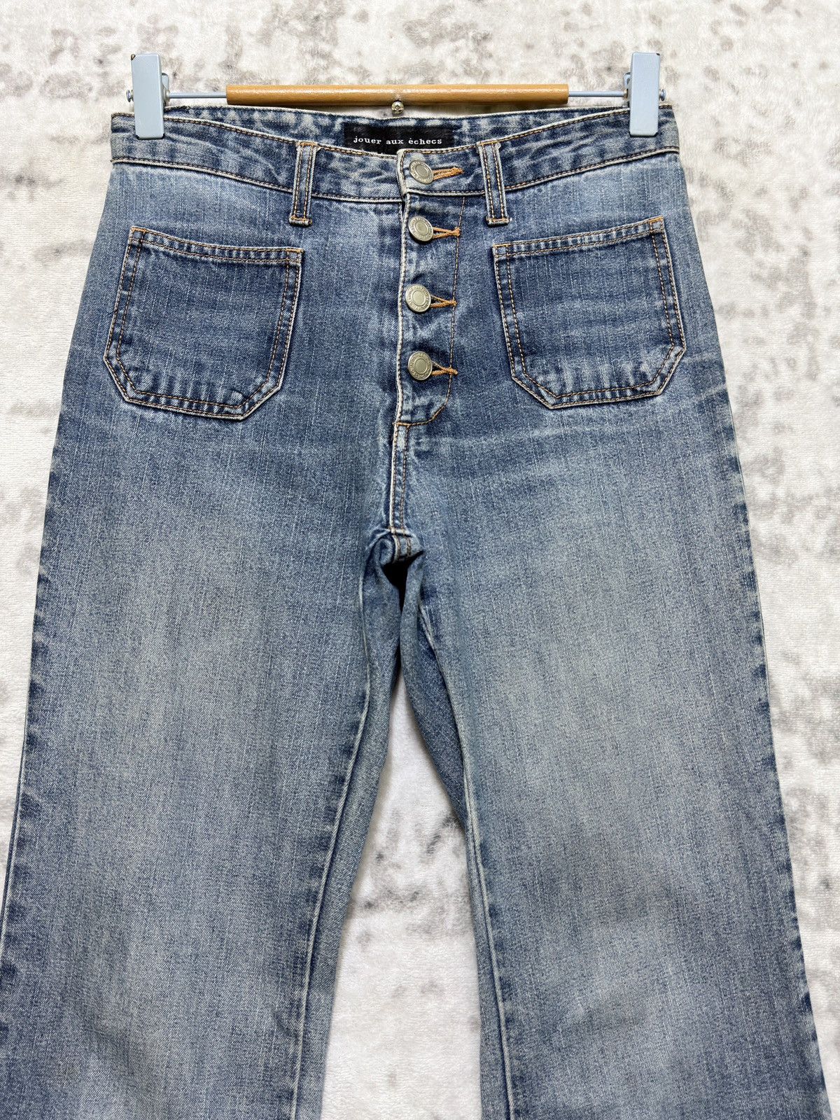 Japanese Brand Vintage Jouer Aux Échecs Y2K Distressed Bell Bottom Jeans Size US 26 / EU 42 - 4 Thumbnail