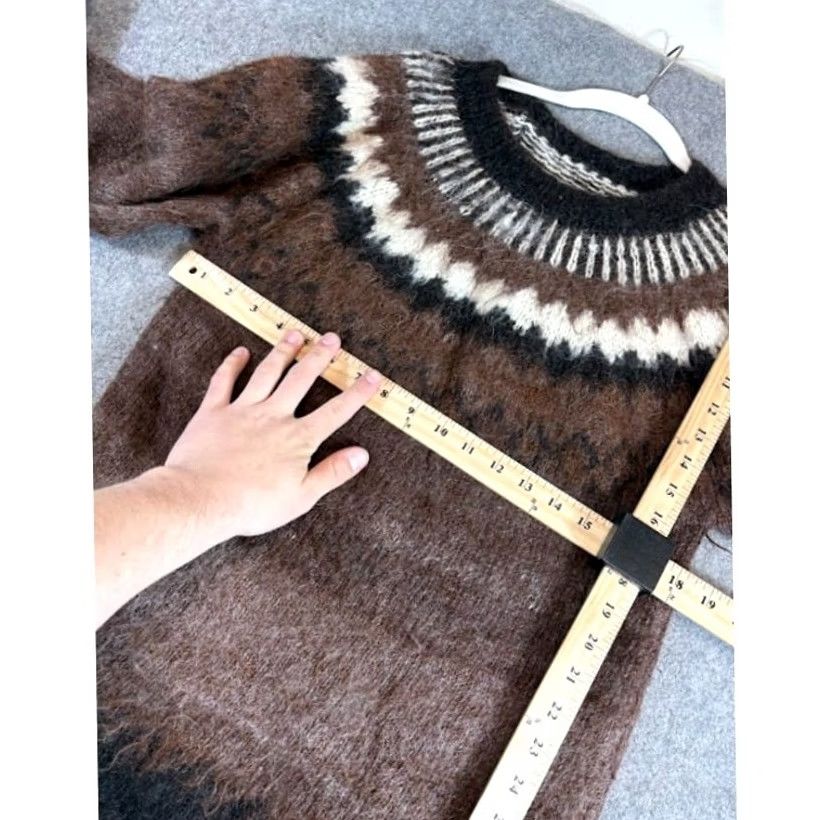 Vintage VINTAGE Lopapeysa Wool Mock Mohair Sweater Mens S Brown Nordic Fair Isle Pullover Regular Size XS? Size US S / EU 44-46 / 1 - 7 Thumbnail
