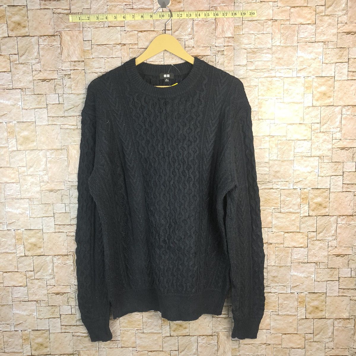 Homespun Knitwear × Japanese Brand Uniqlo Dark Blue cable Knitwear #A758 Size US XL / EU 56 / 4 - 1 Thumbnail