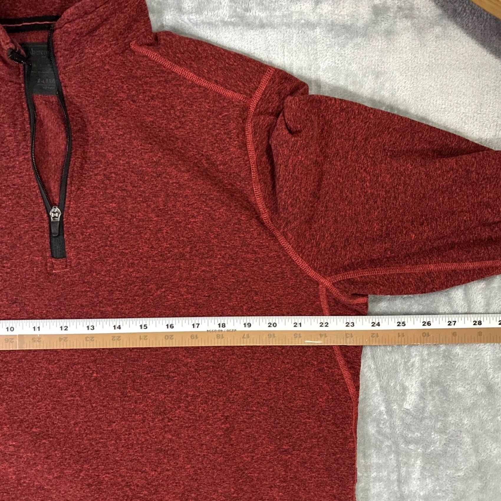 Abercrombie & Fitch Abercrombie Fitch Mens Red Heathered 1/4 Zip Pullover Sweater Men's XLarge Size US XL / EU 56 / 4 - 7 Thumbnail