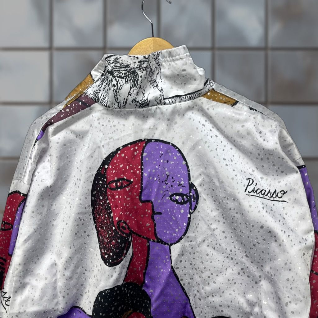 VINTAGE Picasso Windbreaker Art Jacket Medium AOP Windbreaker 90s Mens White Jacket M Picasso Windbreaker Art Jacket Mens White 90s AOP Vintage