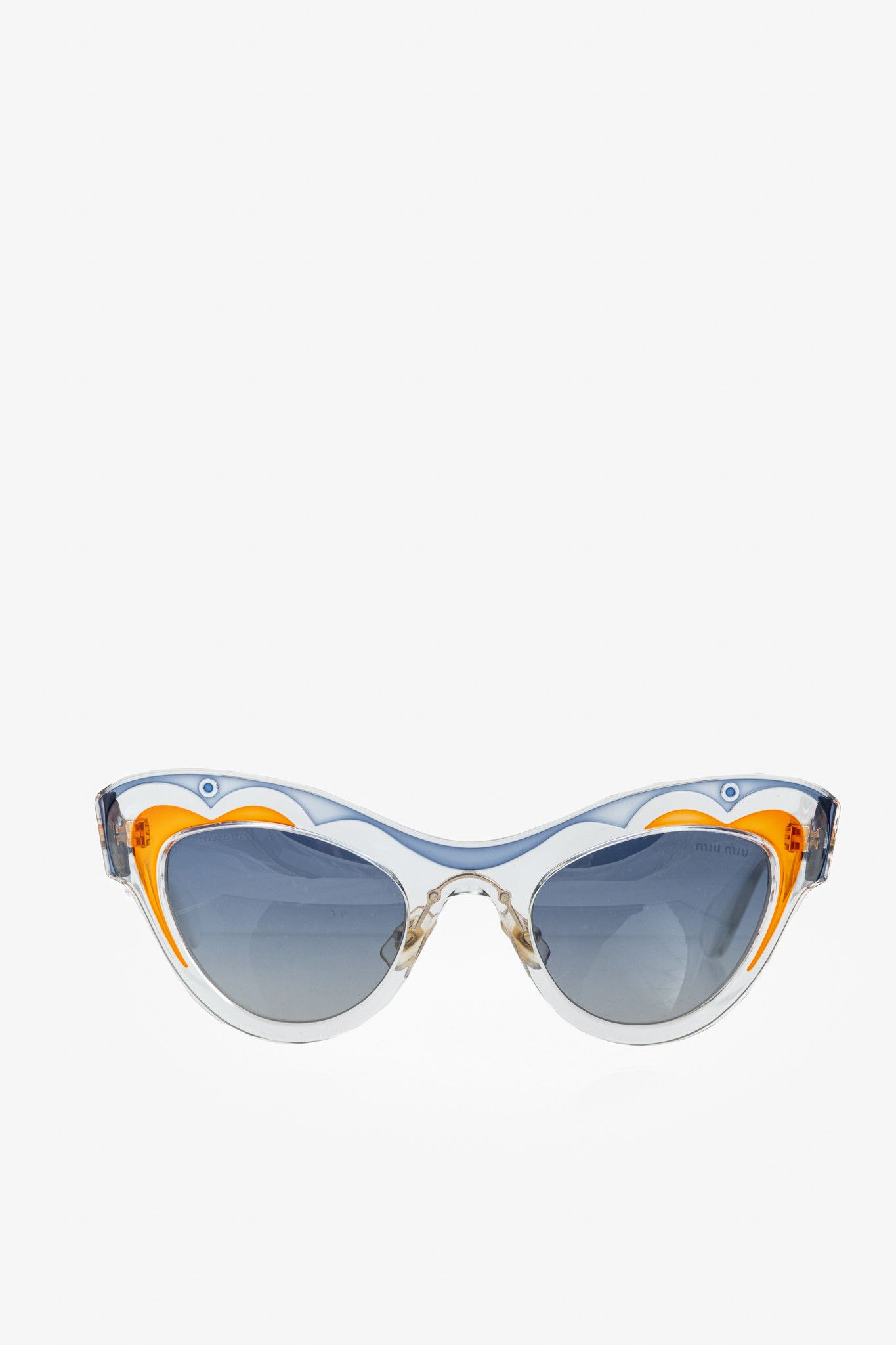 Miu Miu Miu Miu SMU 07P Clear Swirl Cat-Eye Sunglasses Size ONE SIZE - 2 Thumbnail