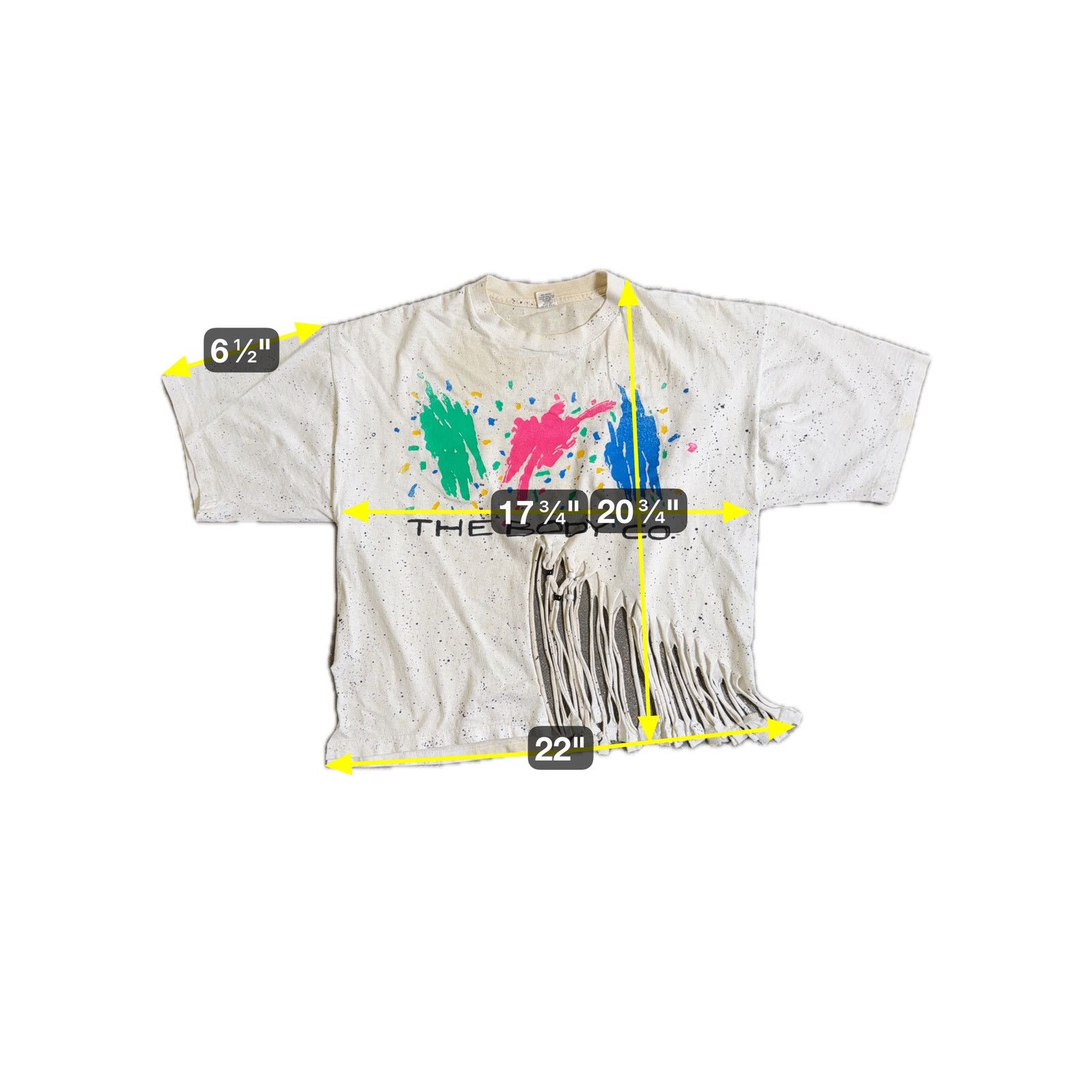 Vintage Vtg 80s The Body Co Women's Neon Splatter Shirt Fringe OSFA Size ONE SIZE - 5 Thumbnail