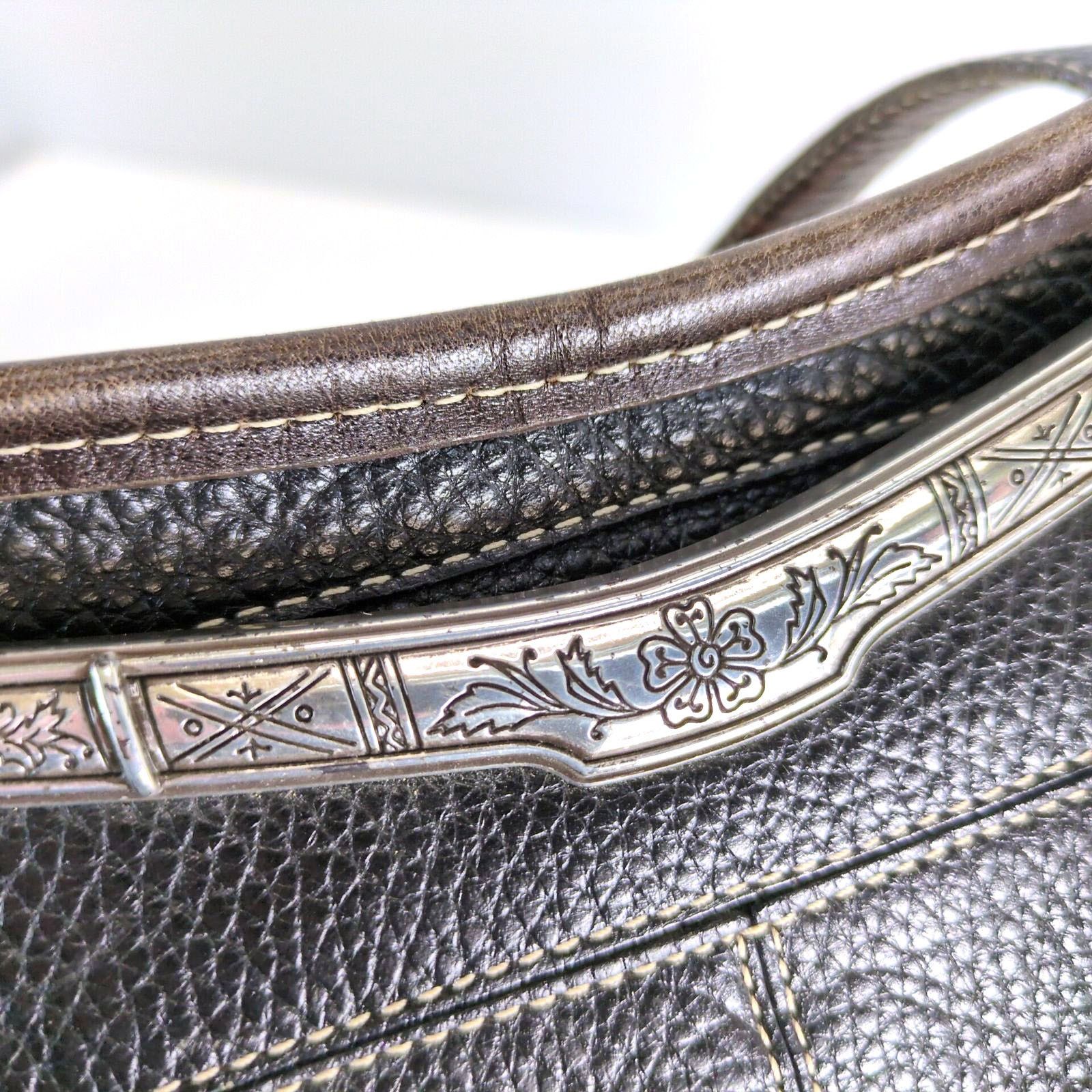 Brighton Vintage Brighton Black Pebble Leather 16" Shoulder Bag Purse Size ONE SIZE - 10 Thumbnail