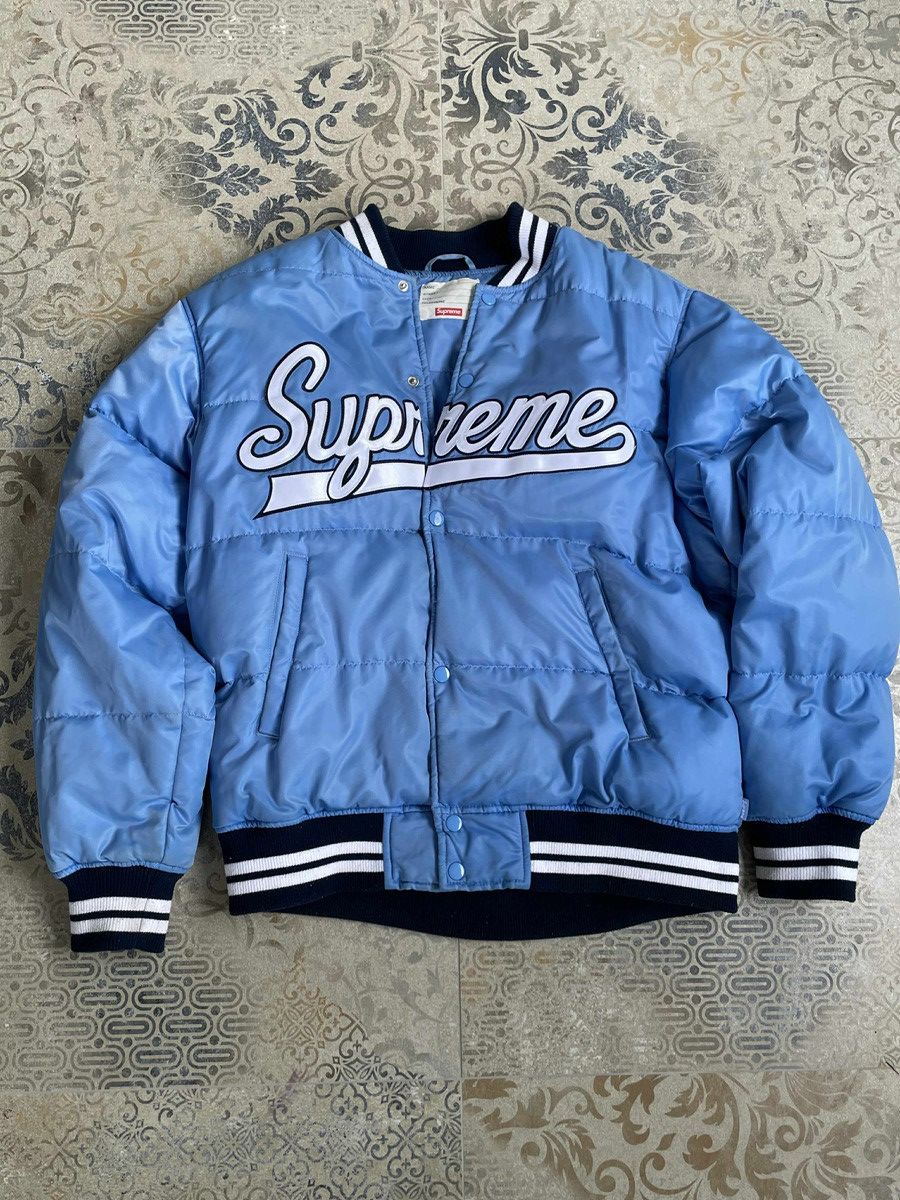 Supreme Jacket Supreme Script Varsity Puffy Blue Rare S 2016 Size US M / EU 48-50 / 2 - 1 Thumbnail