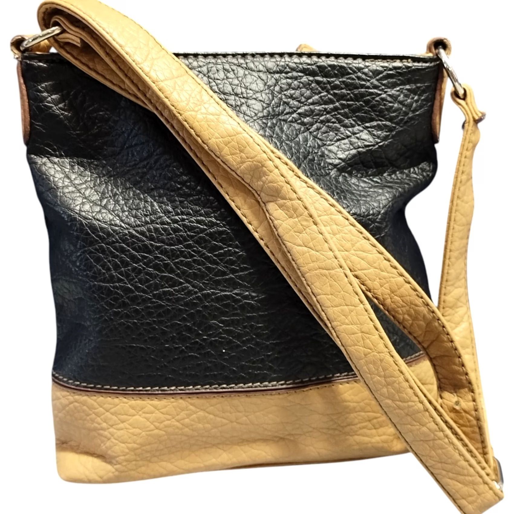 Nine West Nine West Crossbody Bag Womens Monogram Two Tone Black Tan Adjustable Straps Medium Color: Tan & Black Size ONE SIZE - 2 Thumbnail