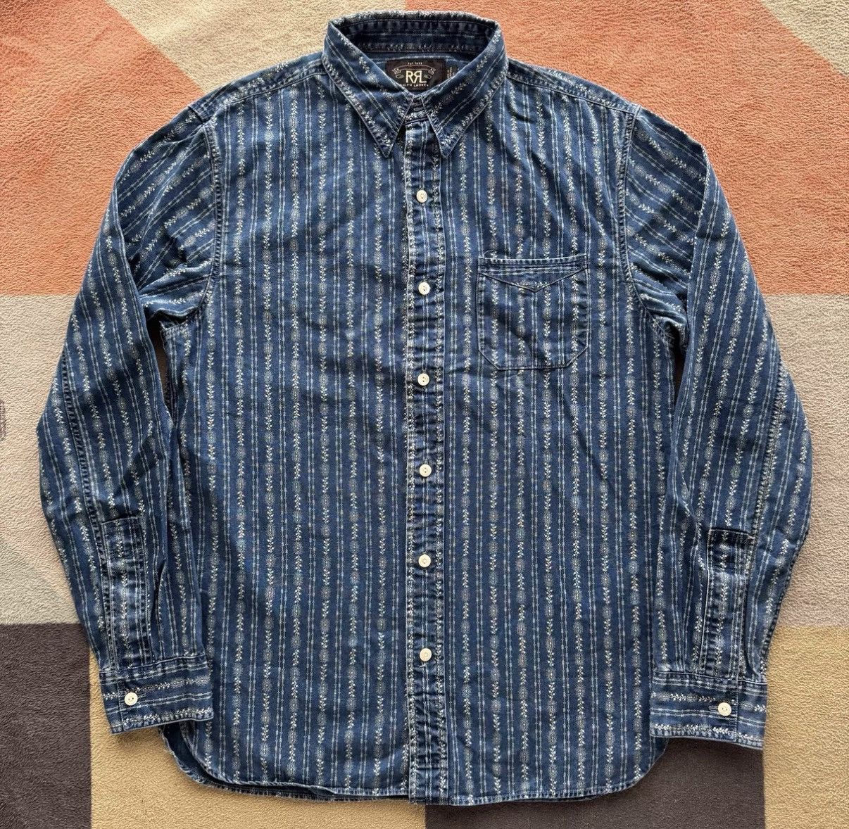 RRL Ralph Lauren RRL Ralph Lauren Double RL Indigo Snow Stripe Shirt K22 Size US S / EU 44-46 / 1 - 1 Thumbnail