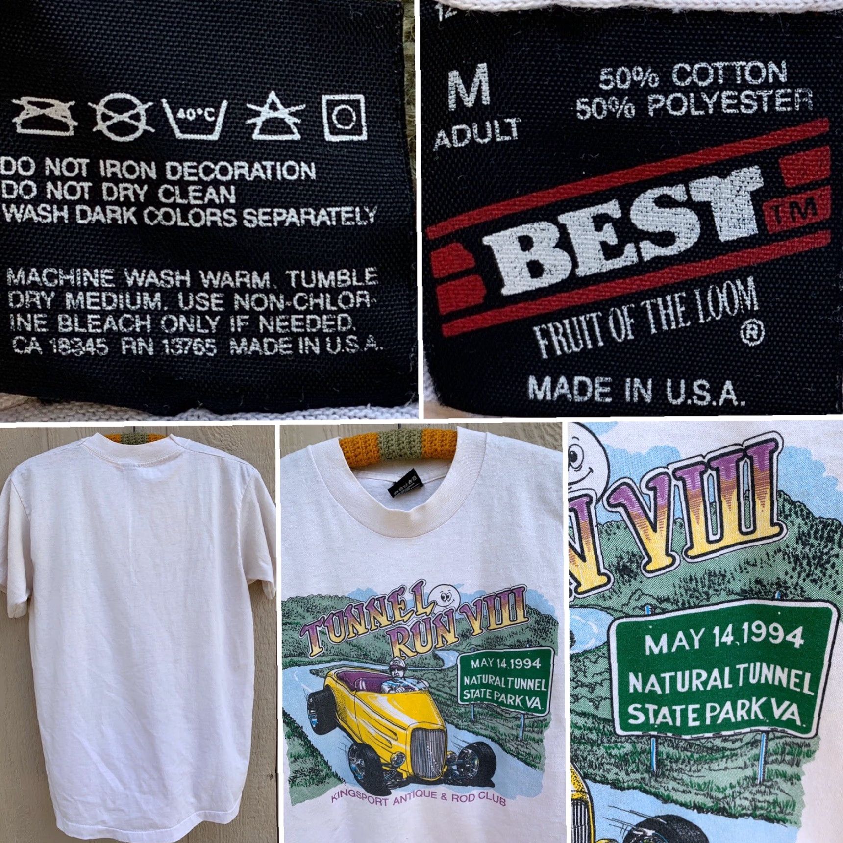 Vintage VINTAGE Tunnel Run 1994 White T-Shirt M Unisex Graphic Tee 50/50 Best Kingsport VA Historic Shirt Mens Womens Size US M / EU 48-50 / 2 - 6 Thumbnail