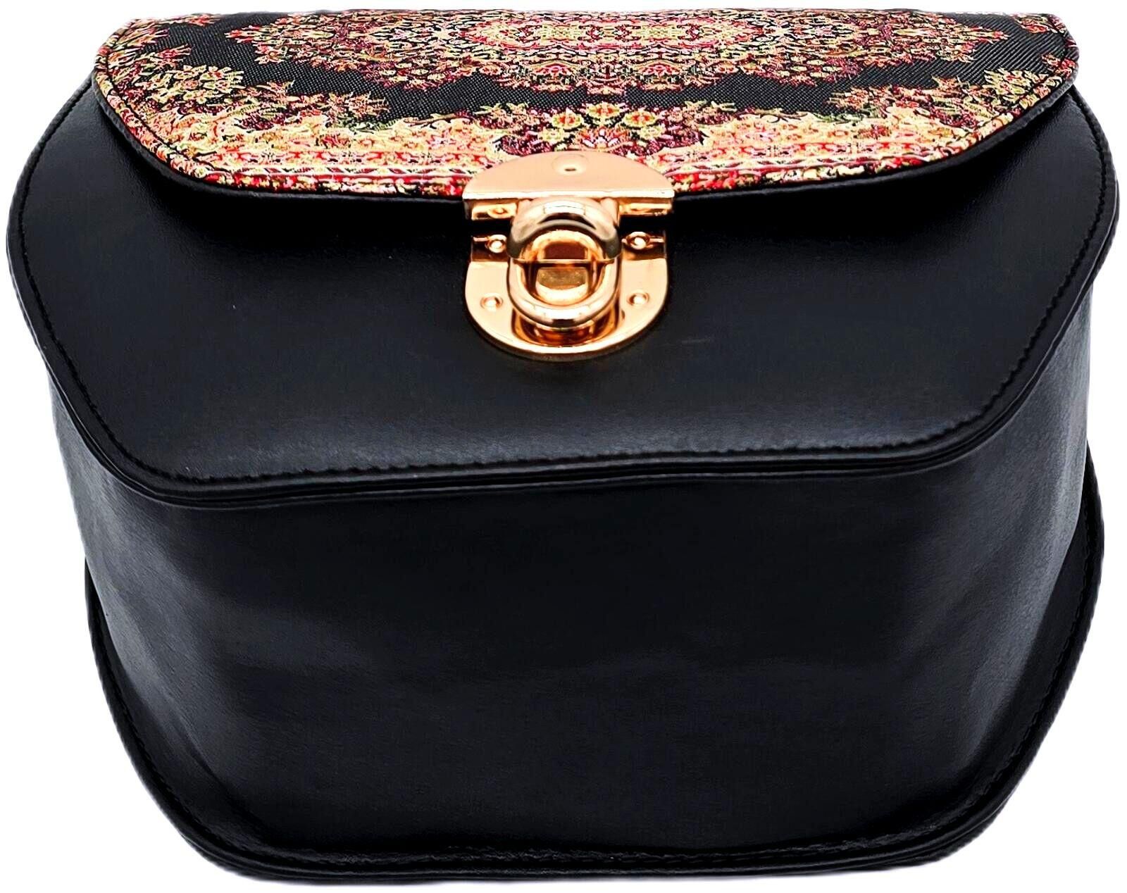 The Unbranded Brand Elegant Black and Multicolor Patterned Shoulder Bag Size ONE SIZE - 6 Thumbnail