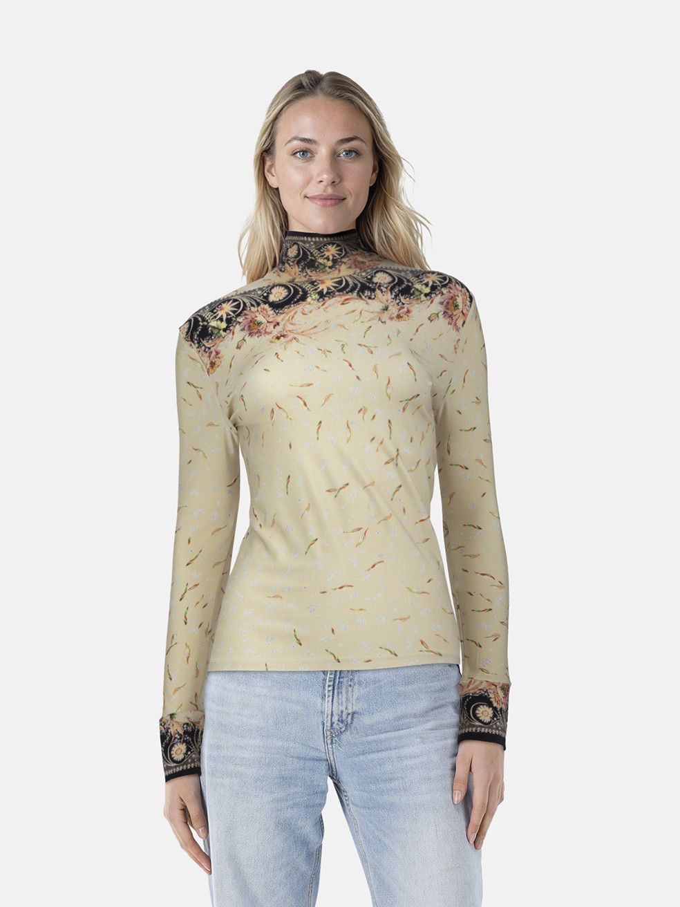 Paco Rabanne Floral Print Turtle Neck Top Size M / US 6-8 / IT 42-44 - 1 Thumbnail