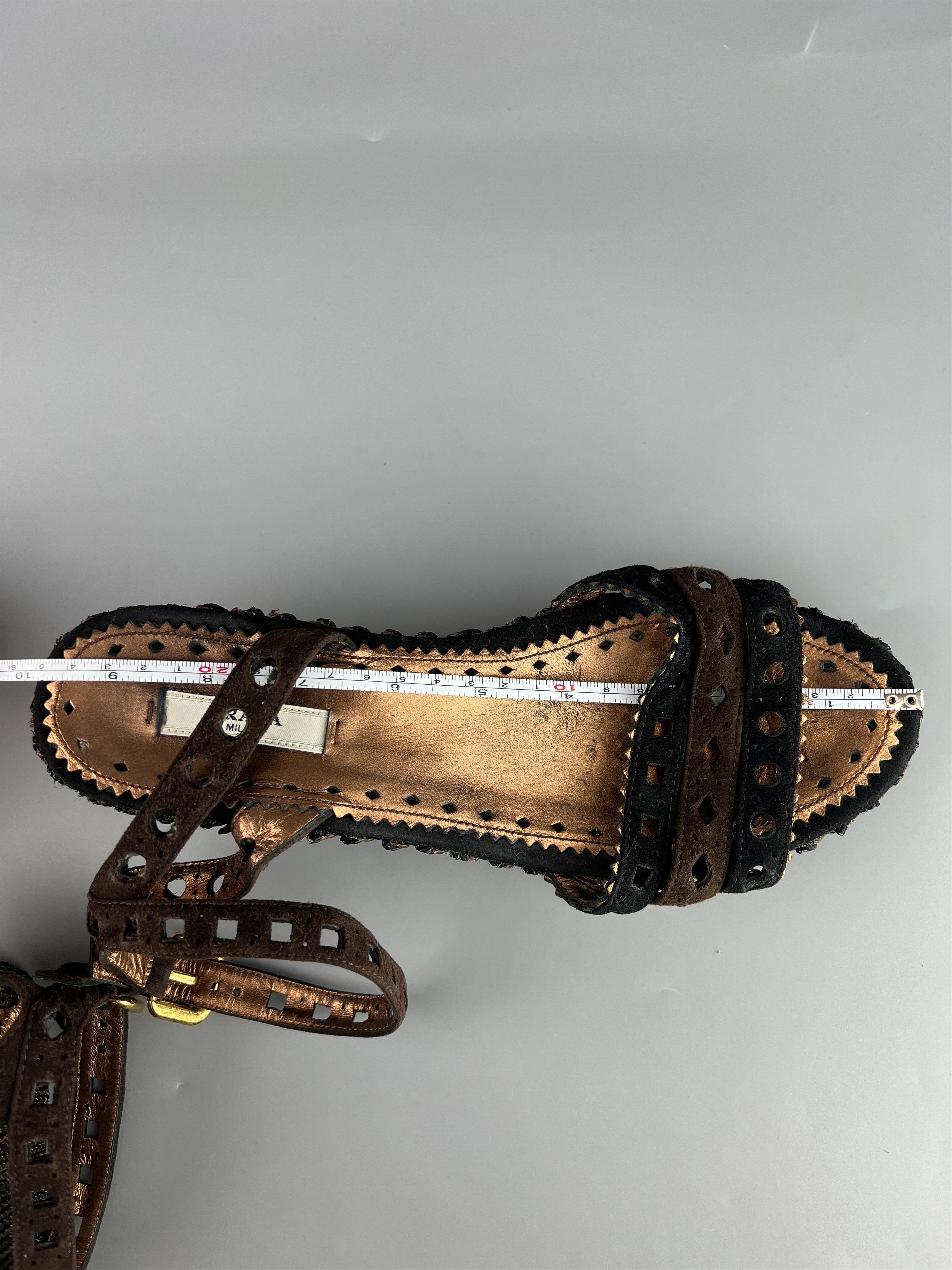 Prada Prada Women's Wedge Sandals Open Toe Ankle Straps Size 38 Size US 7 / IT 37 - 10 Thumbnail