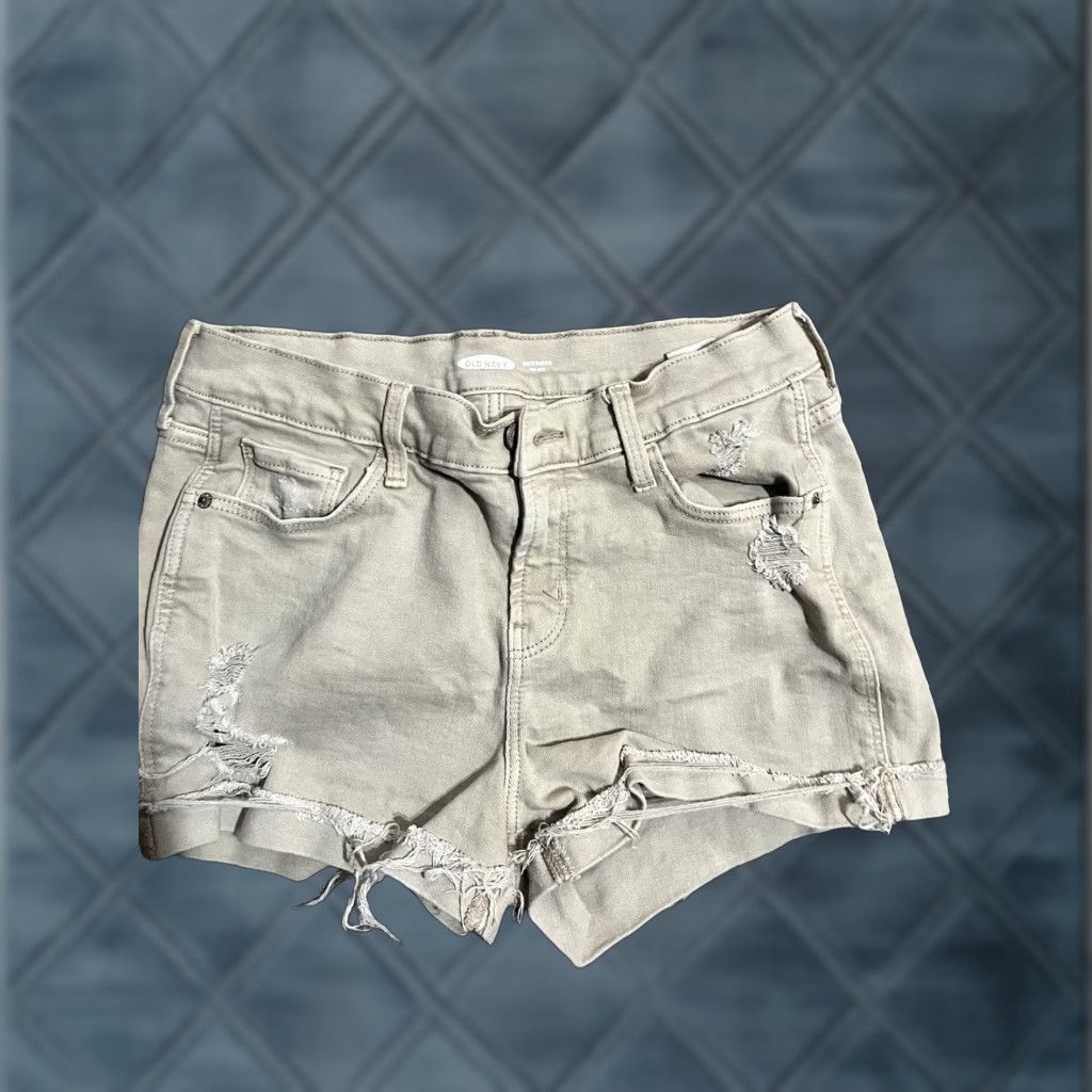 Old Navy Old Navy Denim Shorts Womens Size 6 Beige Hem Stretch Button 5-Pocket Design Casual Summer Front Flat Front Cuffed Denim Regular Classic Womens Size 28" / US 6 / IT 42 - 1 Thumbnail