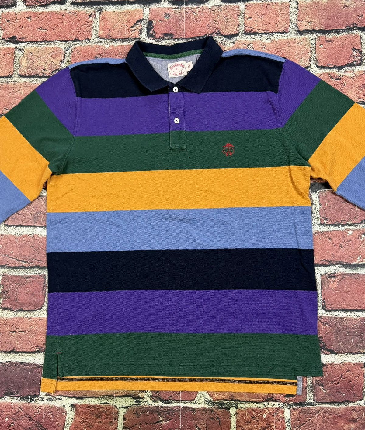 Brooks Brothers Brooks Brothers Long Sleeve Polo Striped Color-Block Rugby Size US XL / EU 56 / 4 - 3 Thumbnail