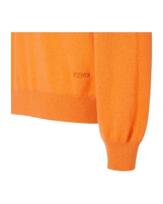 Fendi os11x0526 V-neck Sweater in Orange Size M / US 6-8 / IT 42-44 - 3 Thumbnail