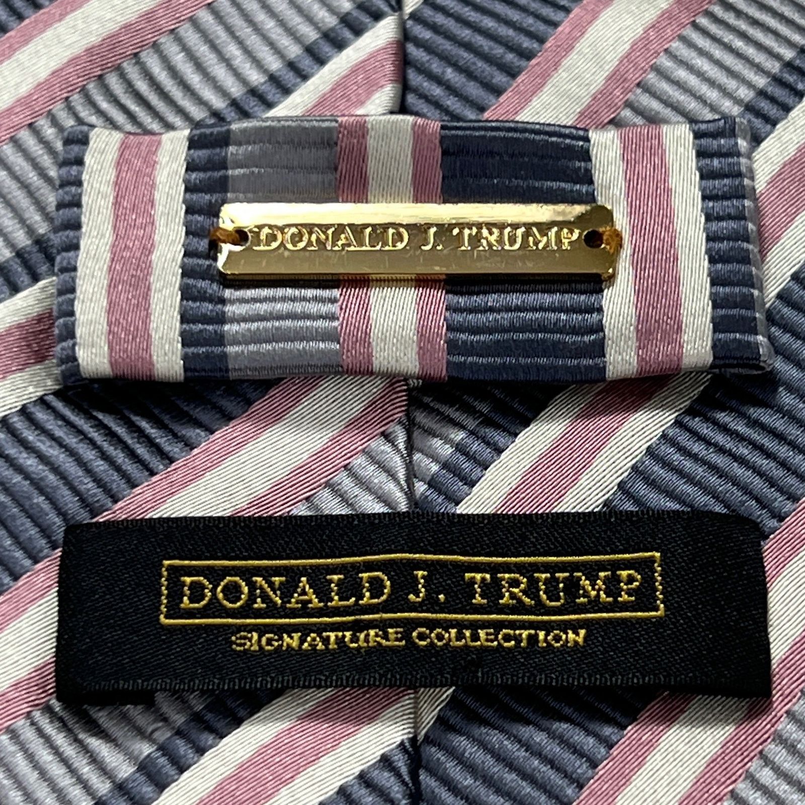 Donald Trump Donald Trump Signature Men Necktie Grey Striped Silk Tie Size ONE SIZE - 3 Thumbnail