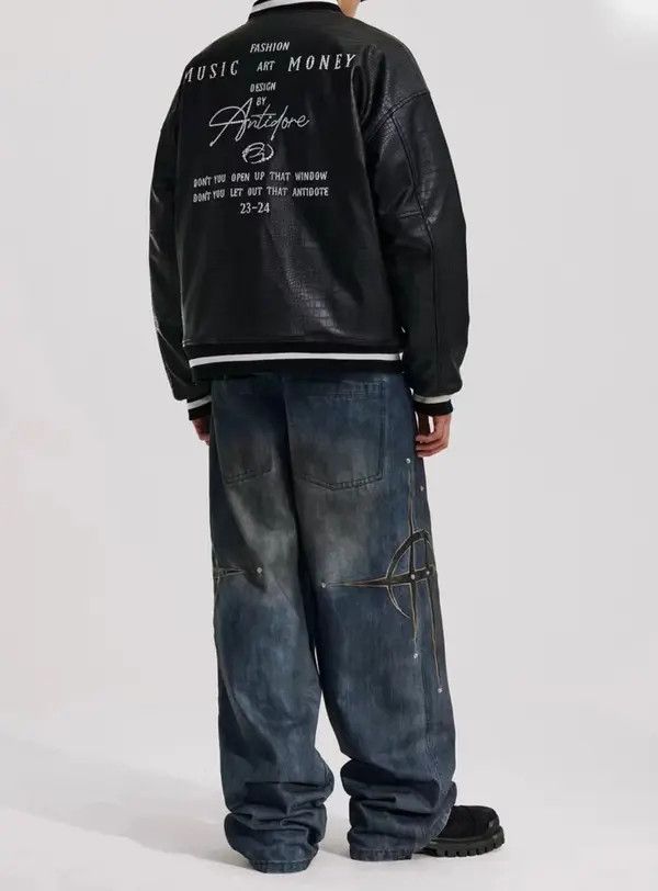 VIBE Vintage patchwork studded casual straight-leg jeans Size US 32 / EU 48 - 5 Thumbnail