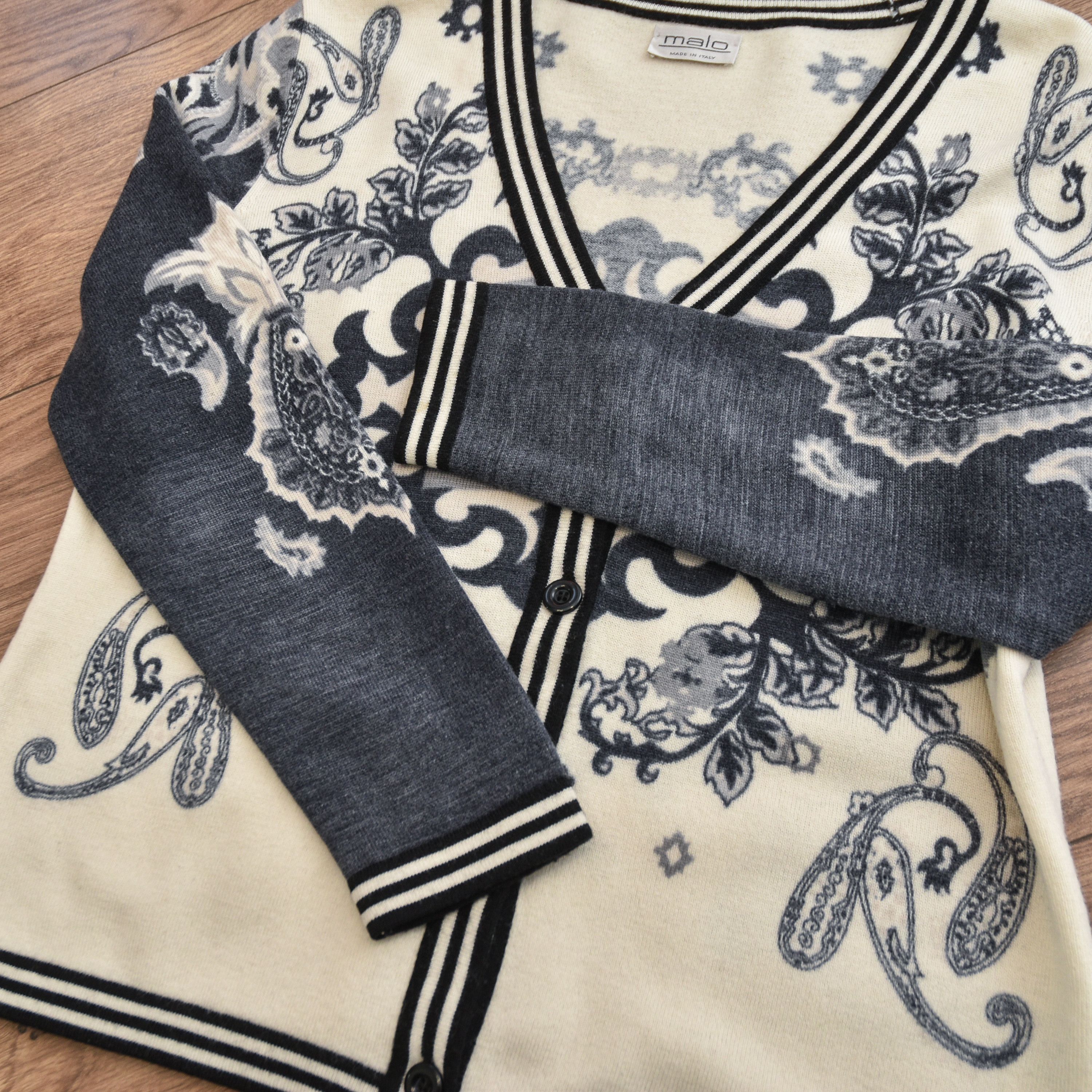 Malo MALO Italy Merino Wool Cardigan Paisley Baroque Knit Sweater Size S / US 4 / IT 40 - 9 Thumbnail